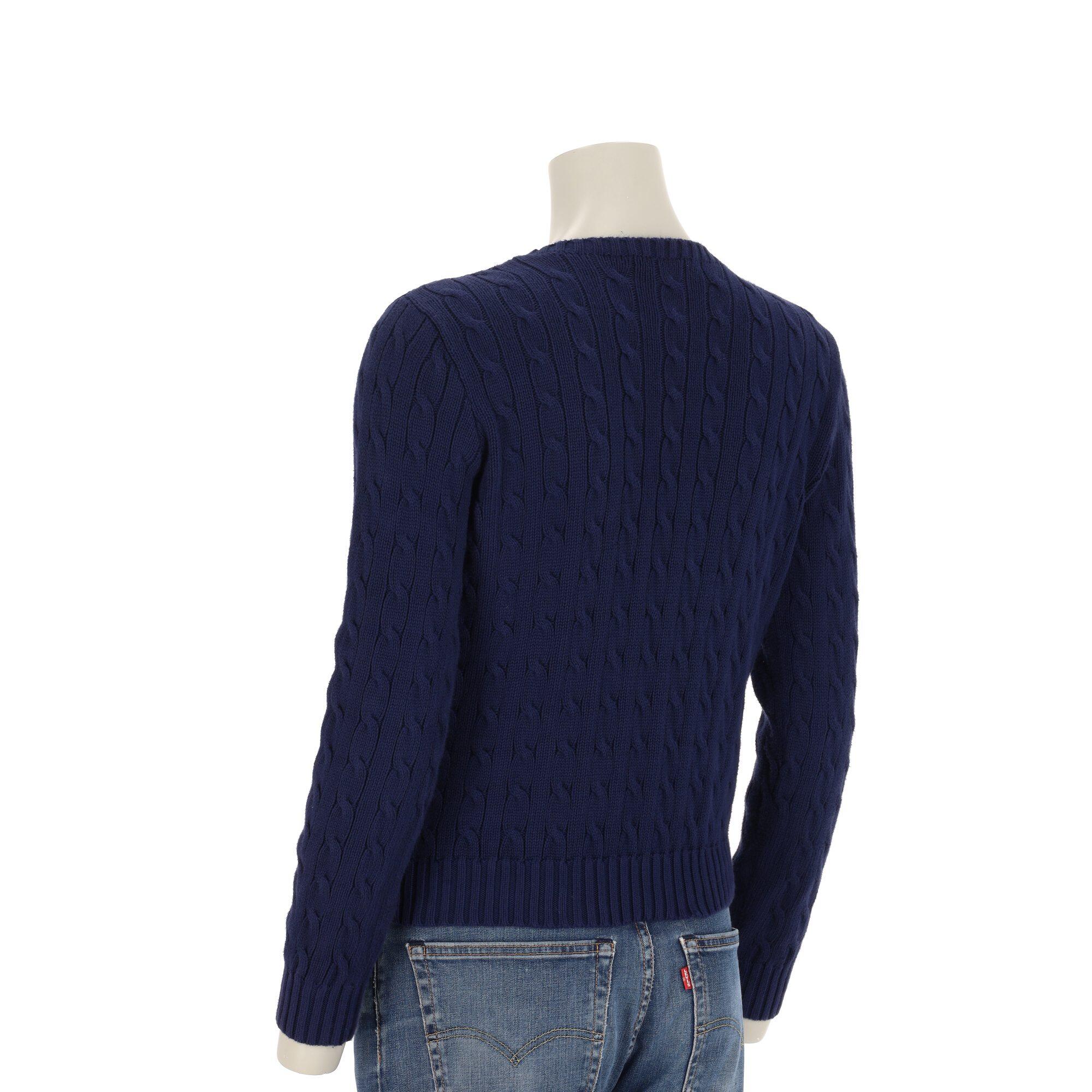 Suéter feminino Polo Ralph Lauren trançado azul-marinho 5/7