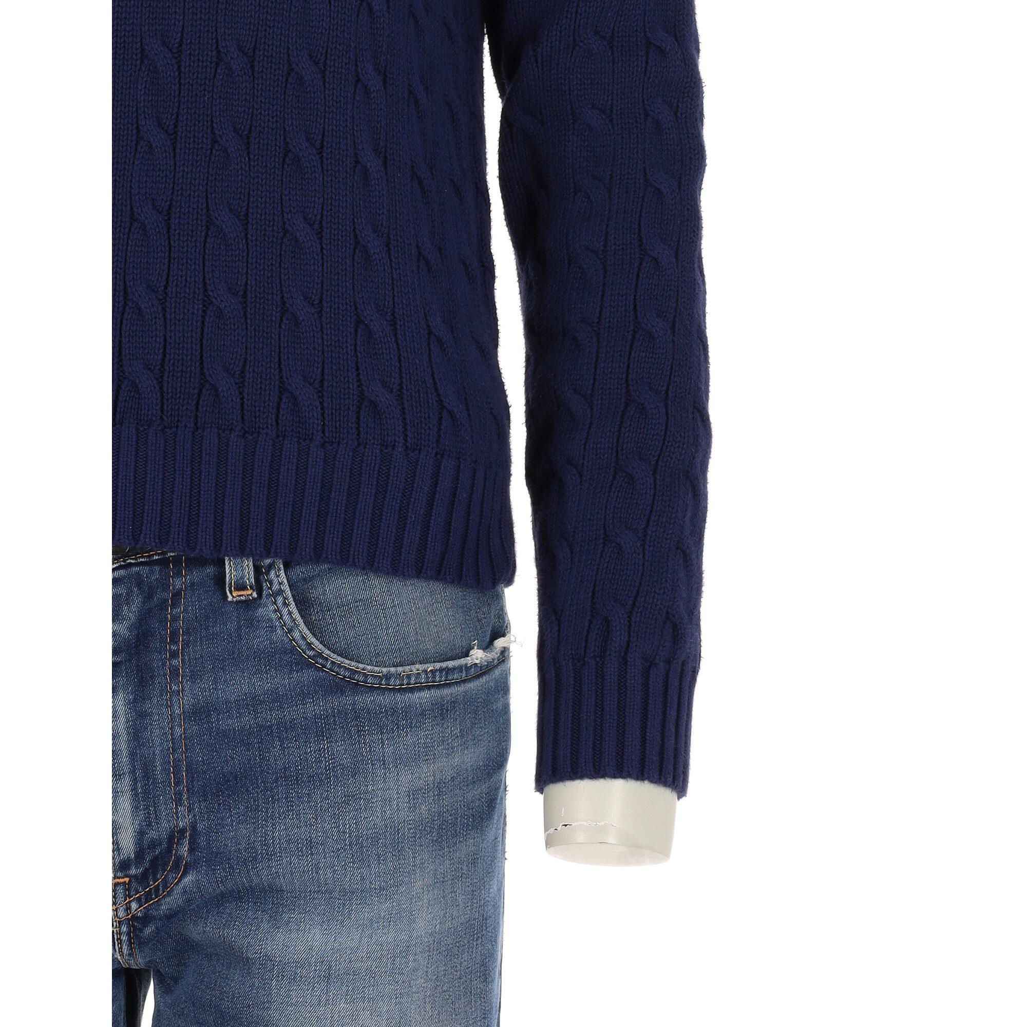 Suéter feminino Polo Ralph Lauren trançado azul-marinho 7/7