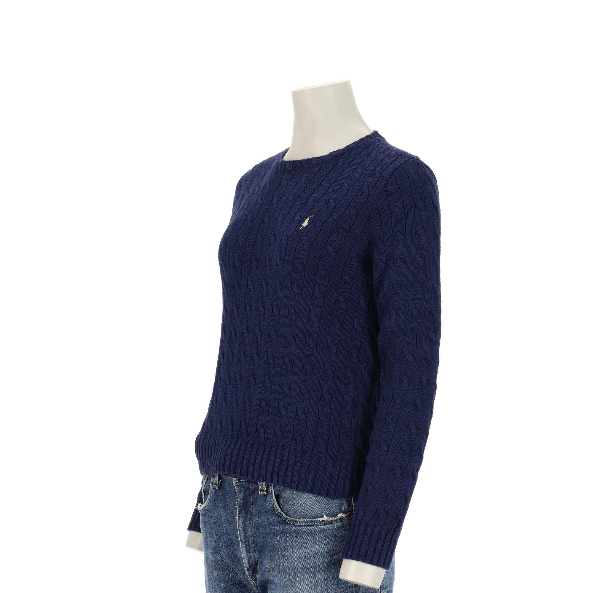 Suéter feminino Polo Ralph Lauren trançado azul-marinho 4/7