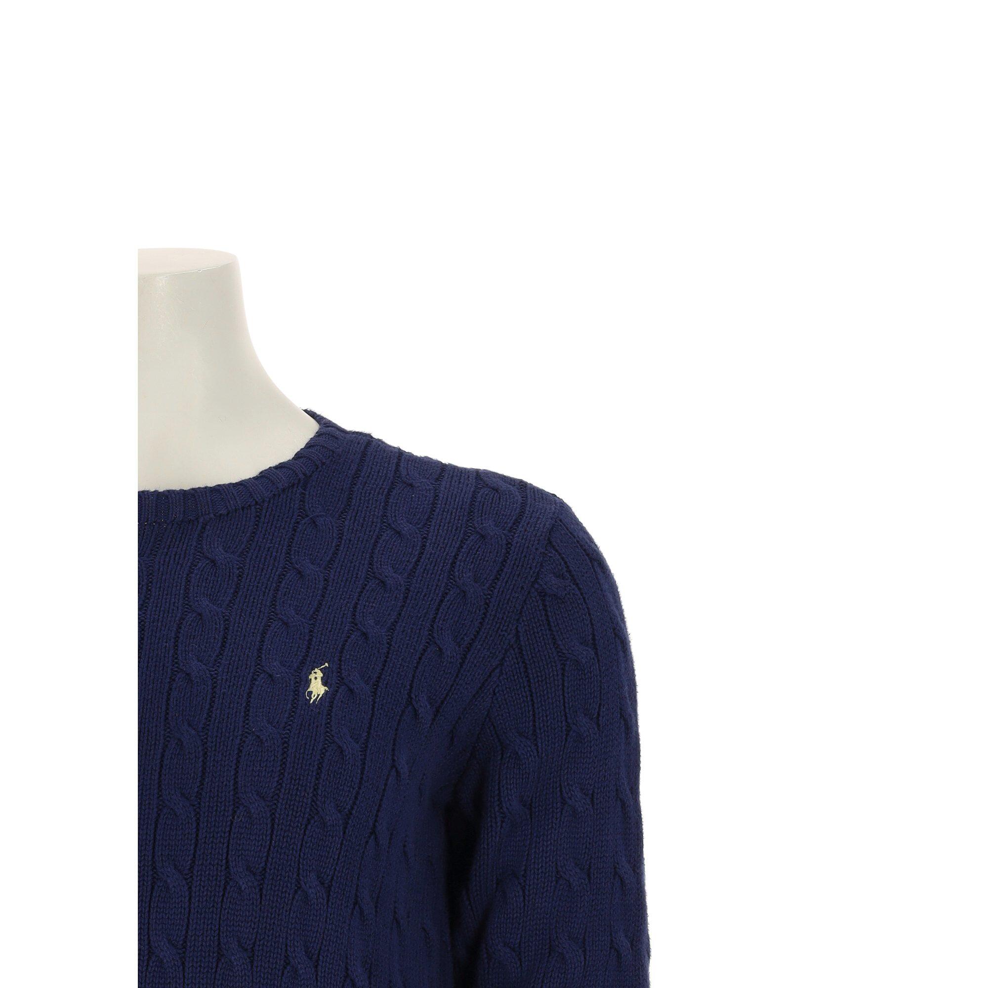 Suéter feminino Polo Ralph Lauren trançado azul-marinho 6/7