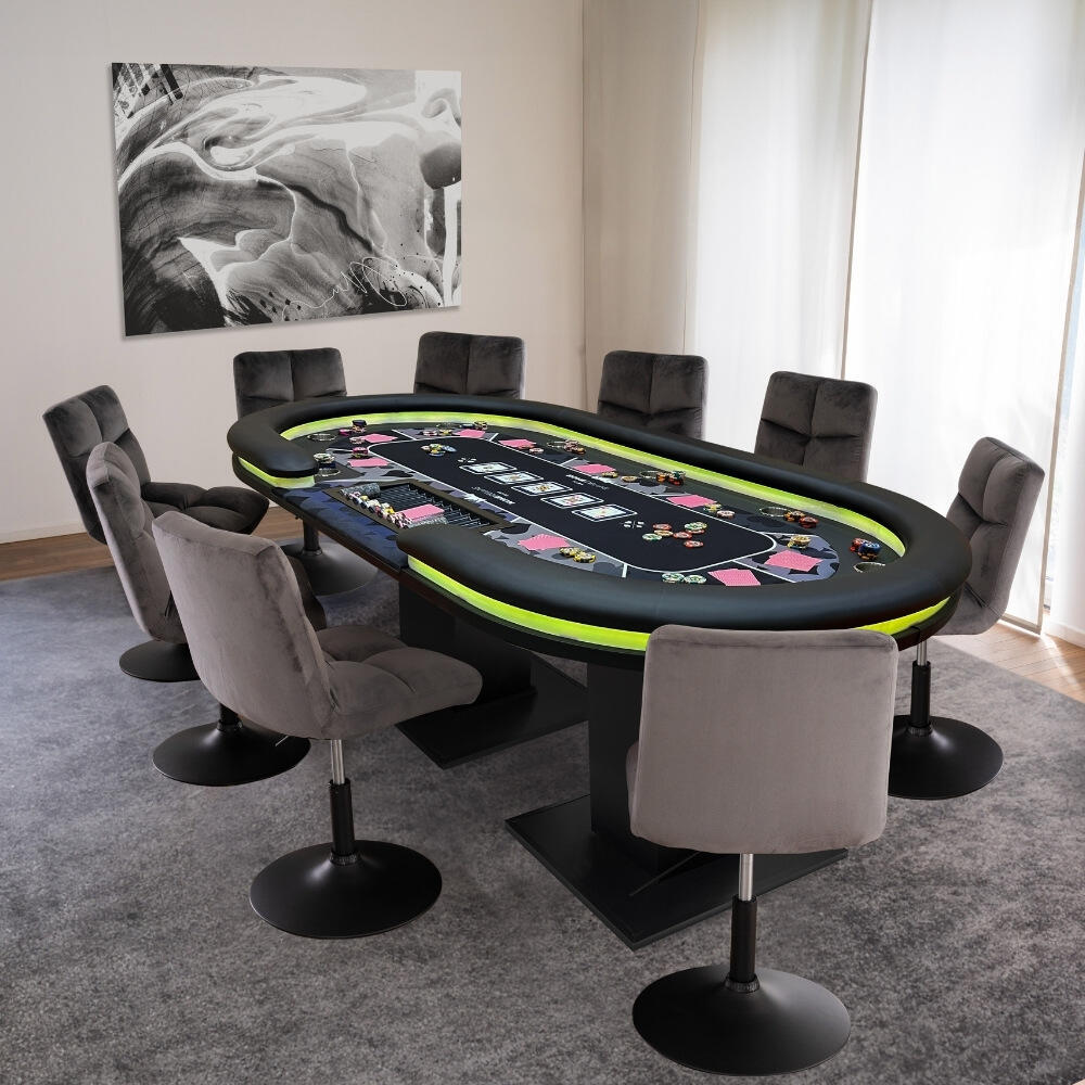Stół do pokera FLUSH LED - dla 9 osób 5/6