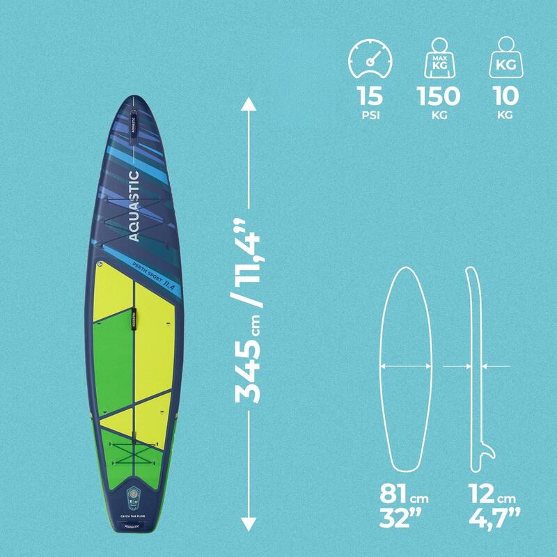 Set placă SUP gonflabilă AQUASTIC Perth Sport 11'4" MSL