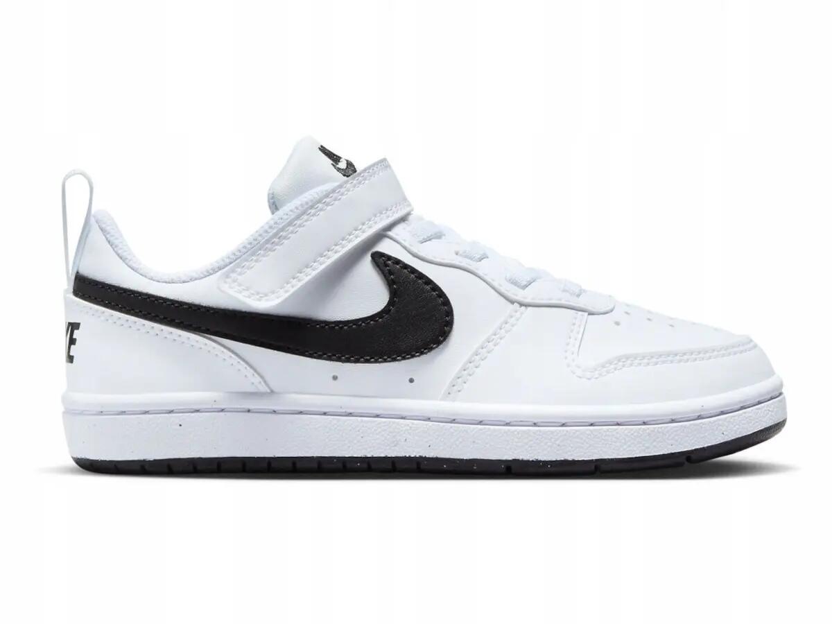 Scarpe sportive per bambini NIKE COURT BOROUGH, bianche e nere 3/7