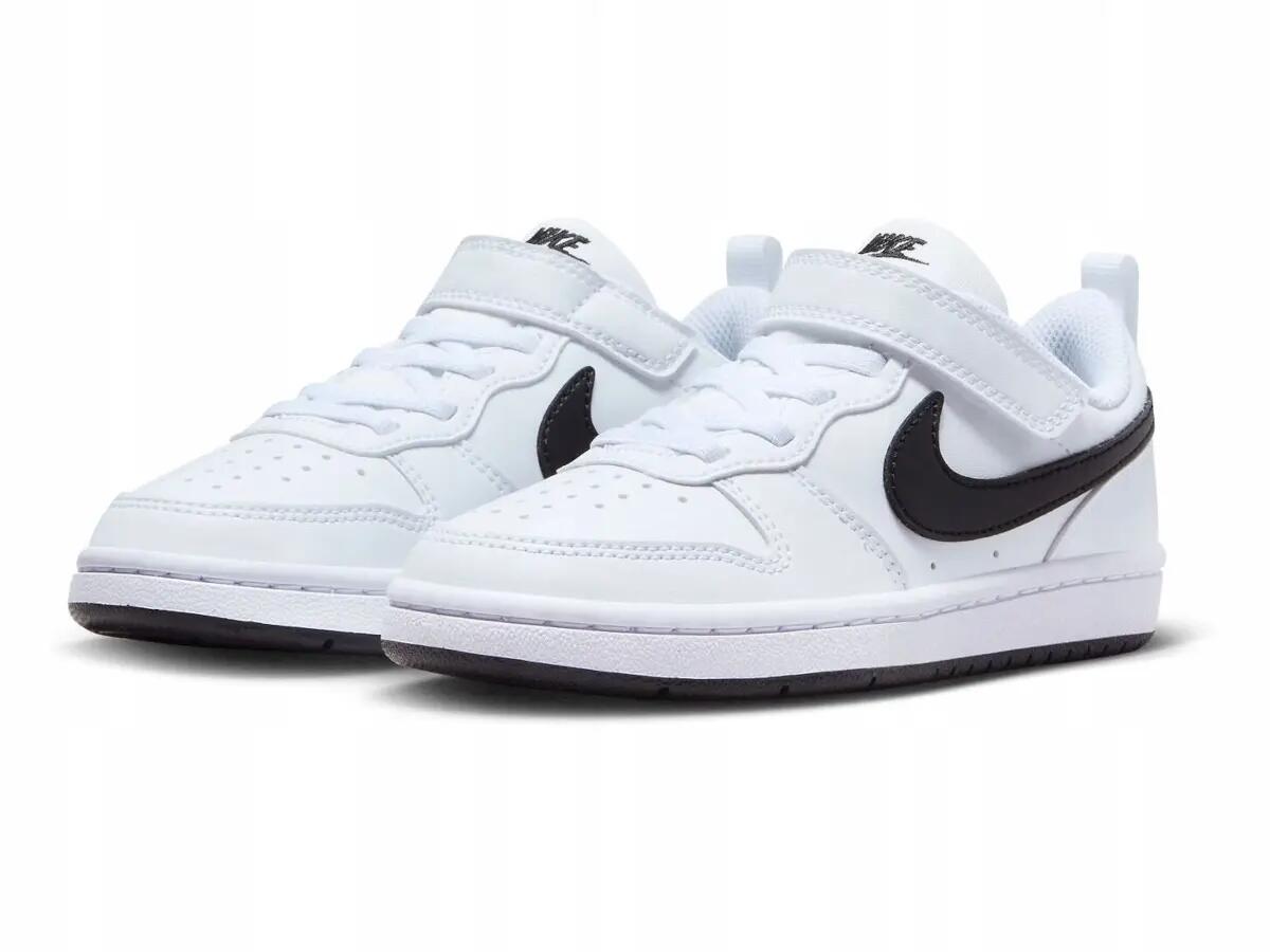 Scarpe sportive per bambini NIKE COURT BOROUGH, bianche e nere 5/7