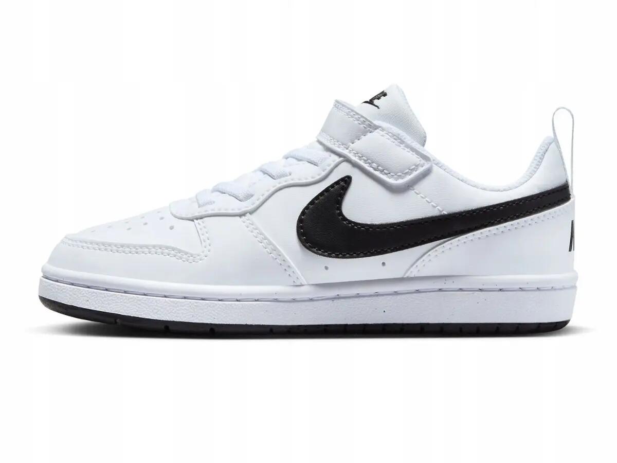 Scarpe sportive per bambini NIKE COURT BOROUGH, bianche e nere 4/7