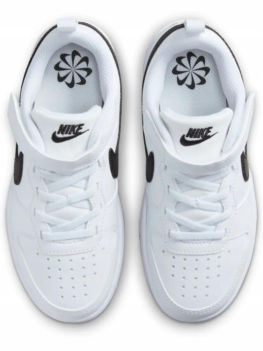 Scarpe sportive per bambini NIKE COURT BOROUGH, bianche e nere 6/7