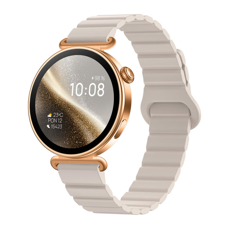 Ceas inteligent Forever SB-380 Rosadust Bth 5.3 IP68 AMOLED Auriu roz