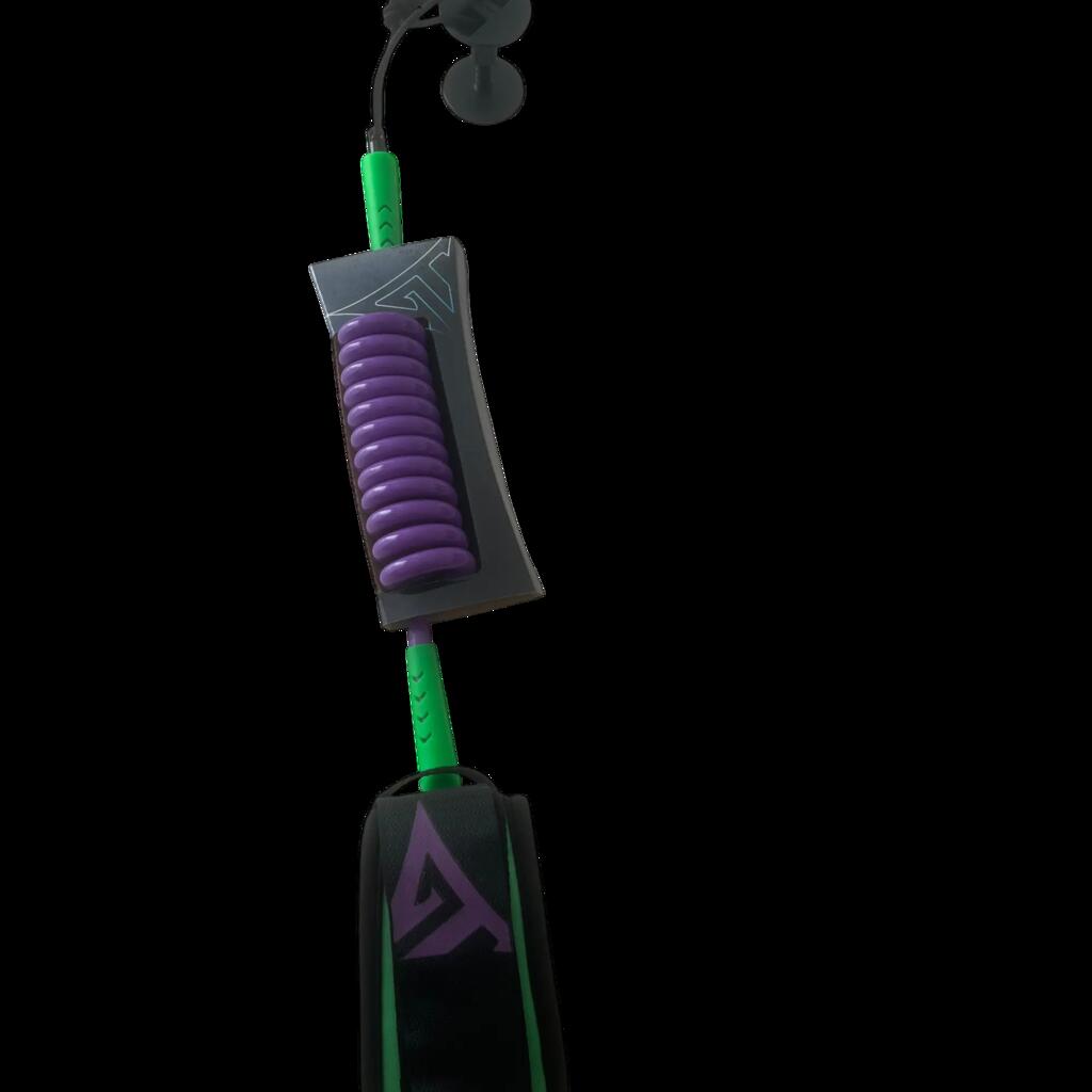 Bodyboard Leash 9mm, Ultra-resistant, Bicep, Purple/Lime