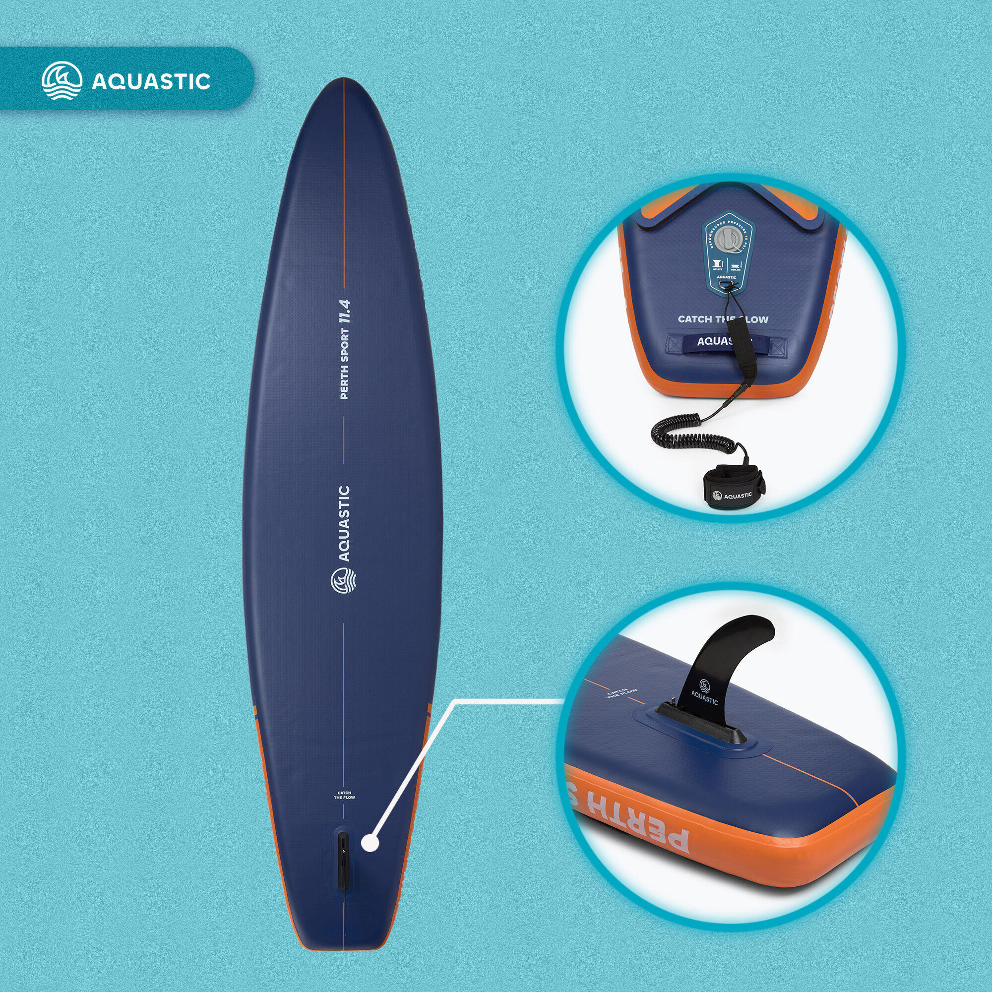 Zestaw deska SUP pompowana AQUASTIC Perth Sport 11'4" MSL 6/7