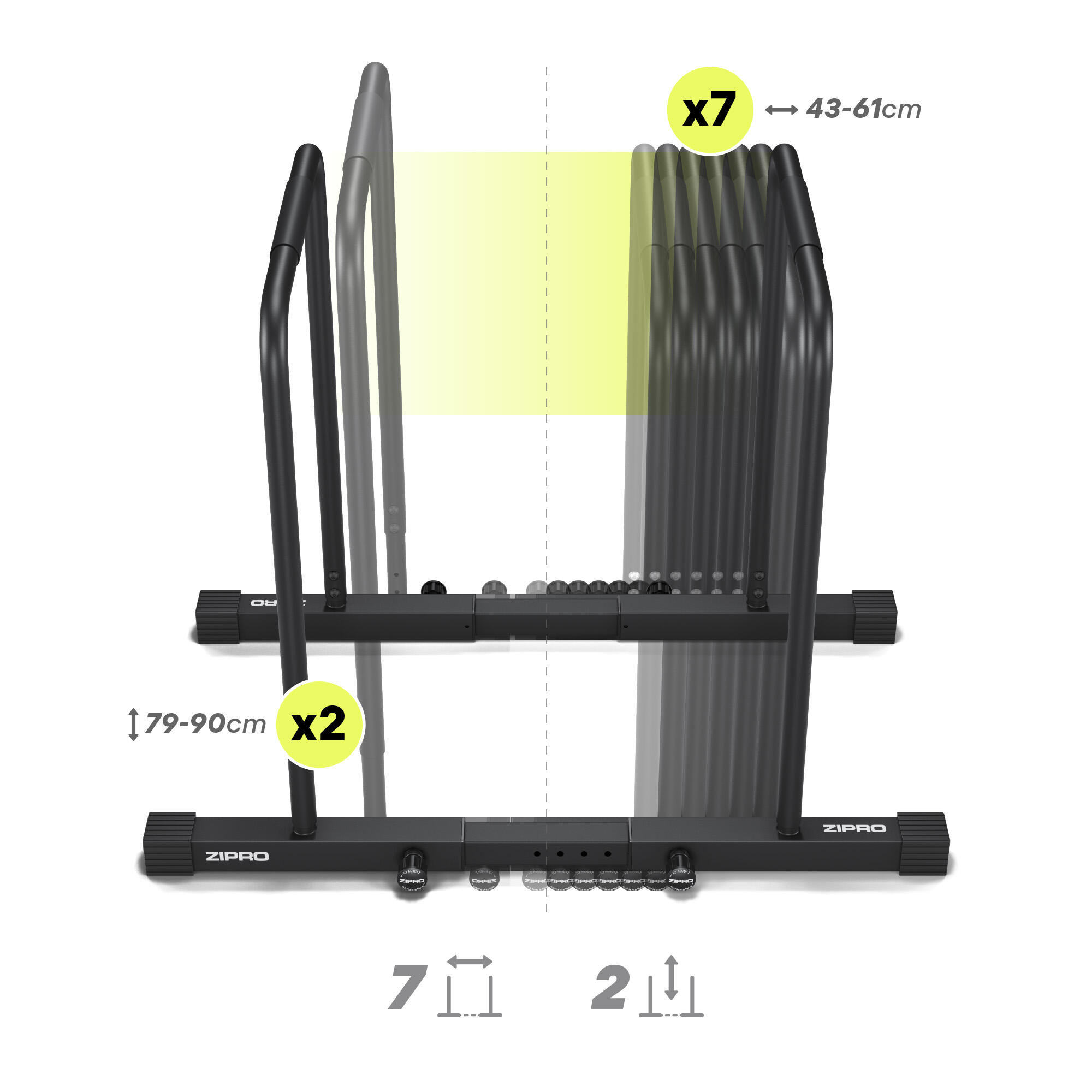 Parallele ZIPRO Deepdip regolabili per dips 2/7