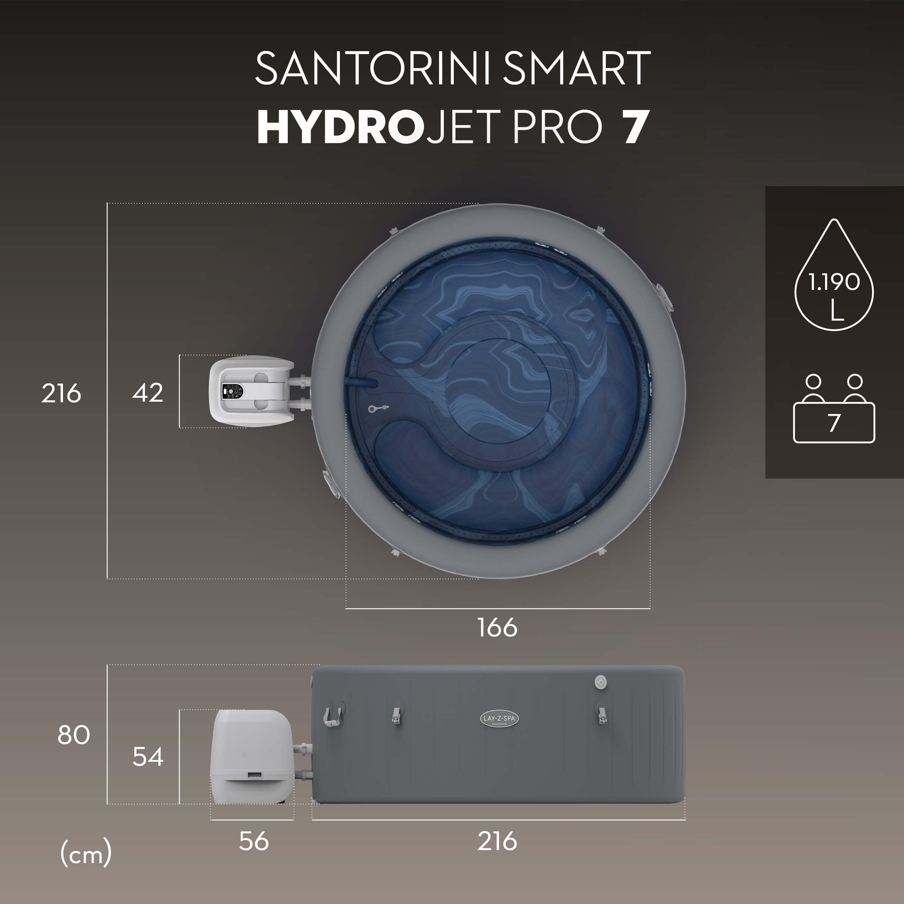 Bestway 6001T Minipiscina idromassaggio gonfiabile Lay-Z-Spa Santorini 2/7