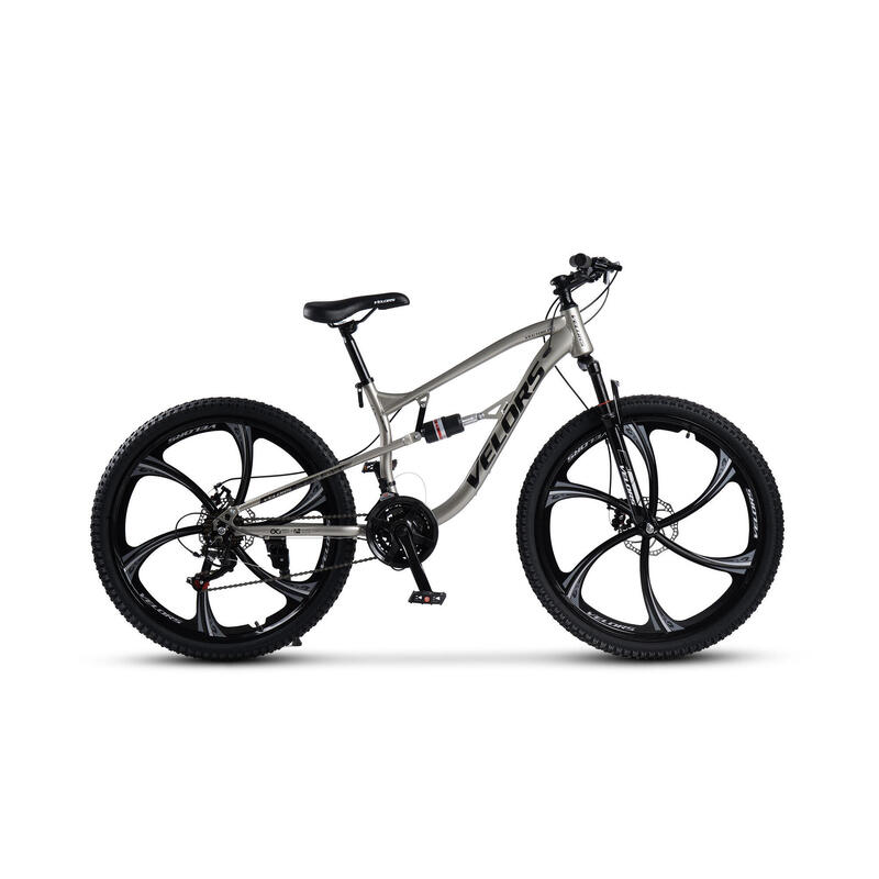 Bicicletă de munte 3x7v Full-Suspension 26" Velors Vector Argintiu