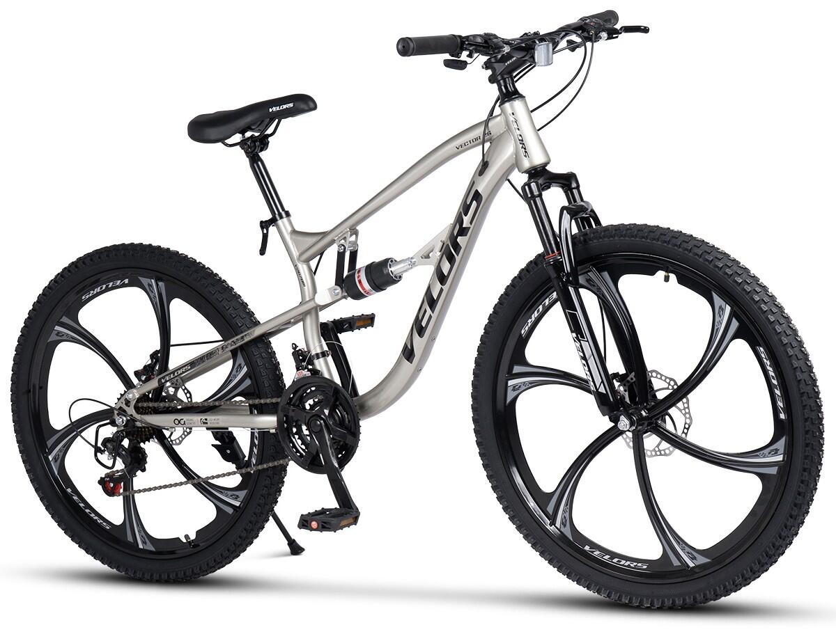 Bicicletă de munte 3x7v Full-Suspension 26 Velors Vector Argintiu