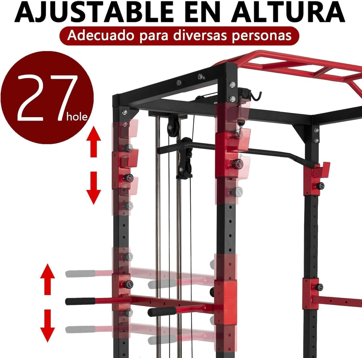 Power Rack Profesional con Poleas para Entrenamiento Completo Fuerza 4/6