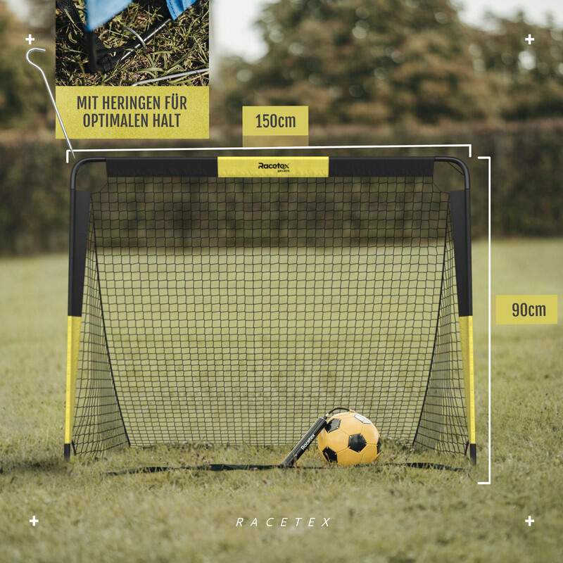 RACETEX Kinderfußballtor 2‑in‑1 mit Torwand 150x90 cm 3/6