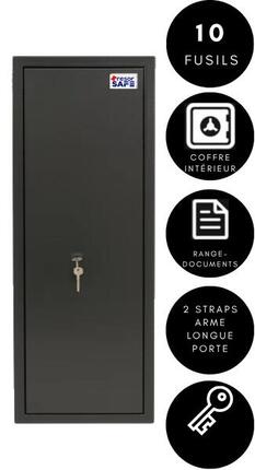 Armoire à fusils Tresorsafe 10 armes avec coffre intérieur
