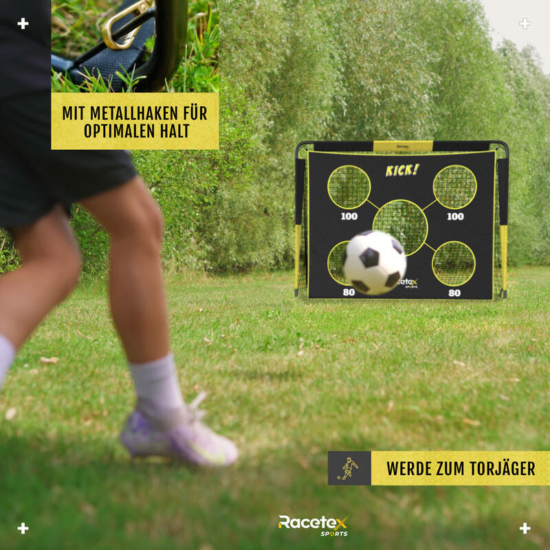 RACETEX Kinderfußballtor 2‑in‑1 mit Torwand 150x90 cm 5/6