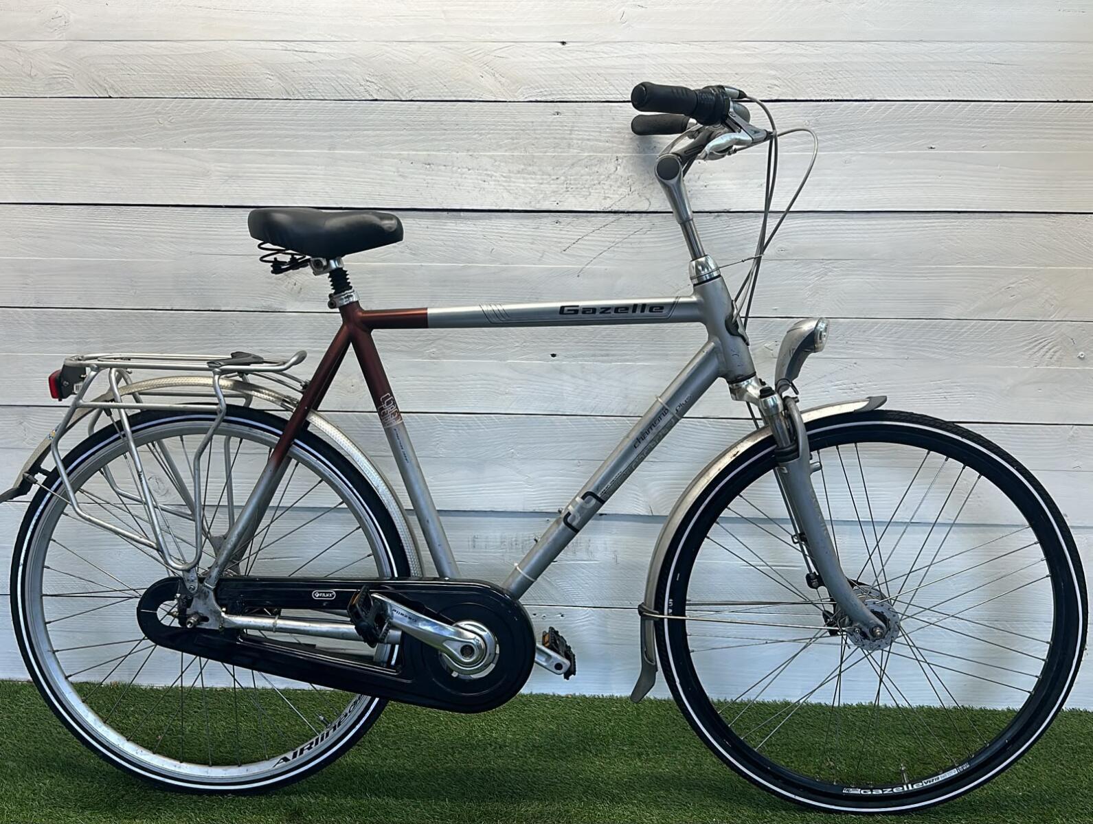 Gazelle stadsfiets, grijs-metallic, 28" stadsfiets met standaard en verlichting 3/3