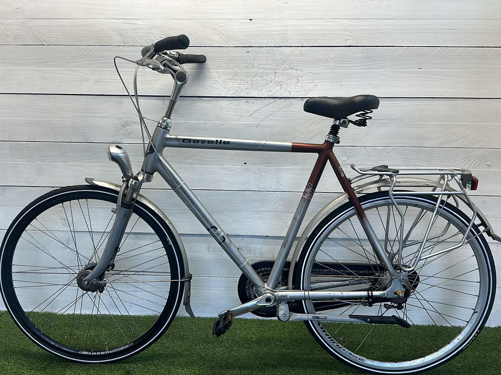 Gazelle stadsfiets, grijs-metallic, 28" stadsfiets met standaard en verlichting 2/3