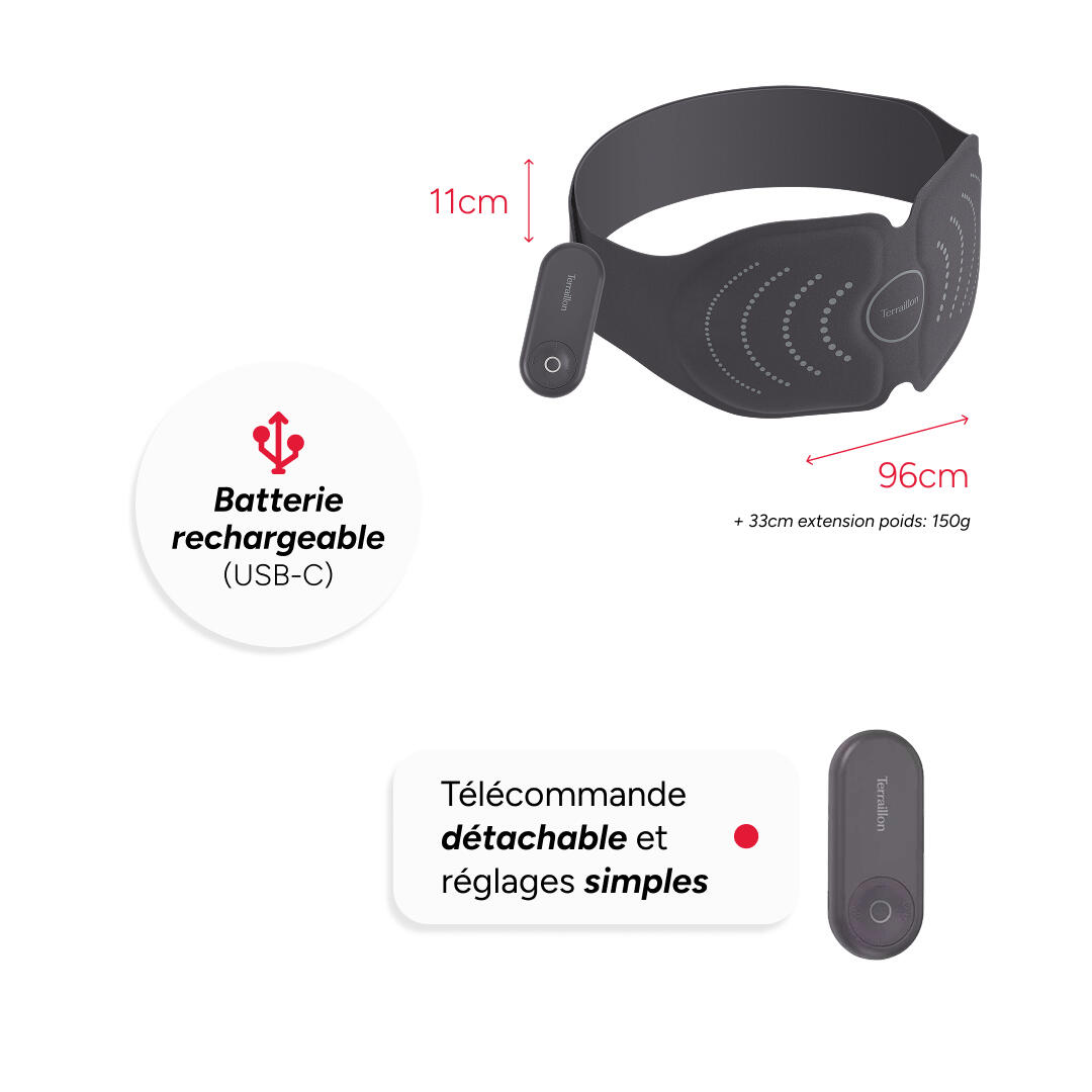 Ceinture chauffante Dos et Ventre sans Fil, Electrostimulation avec Télécommande 6/7