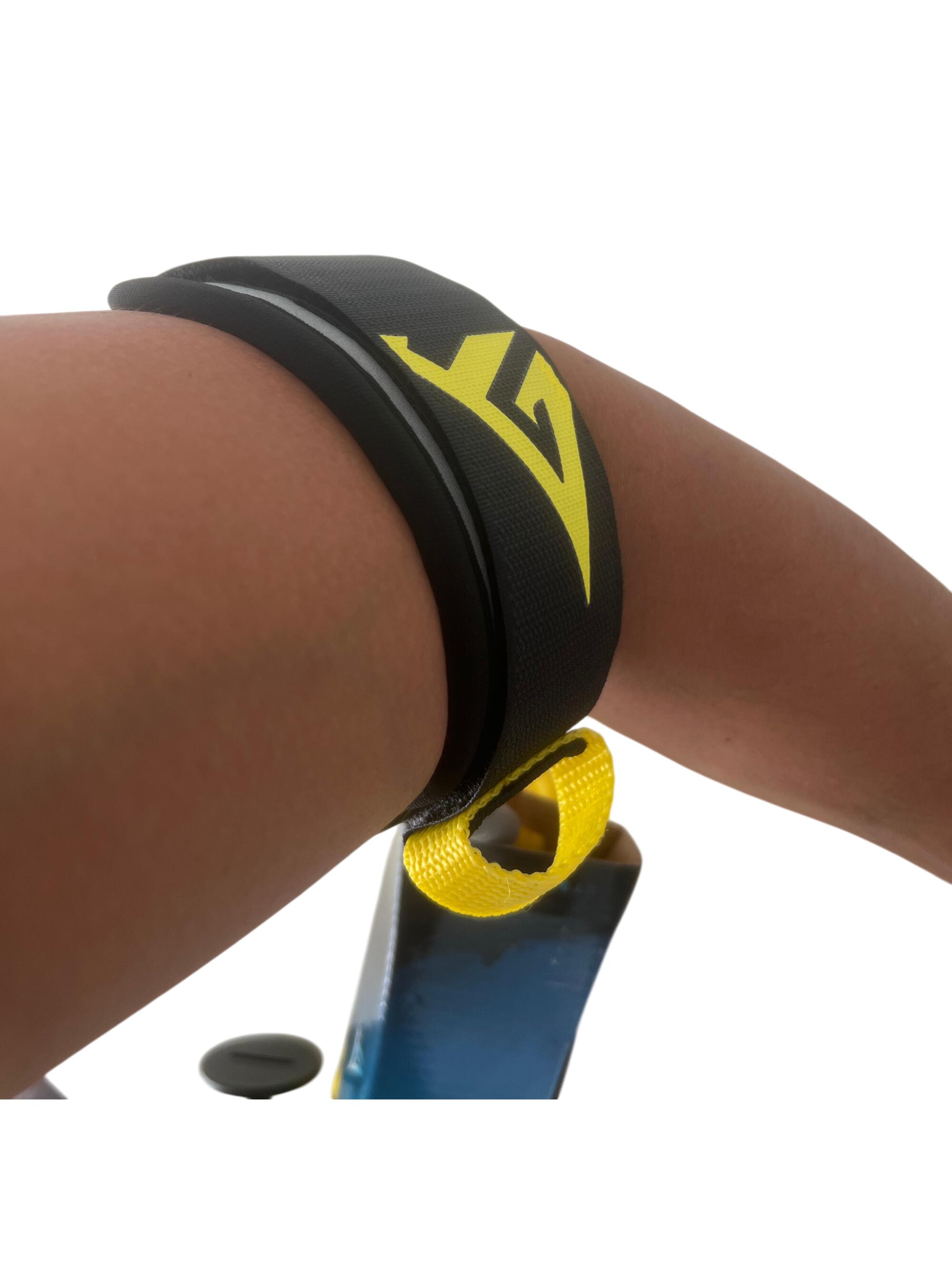 Leash bodyboard 9 mm, ultrarresistente, bíceps, amarillo/negro 4/4