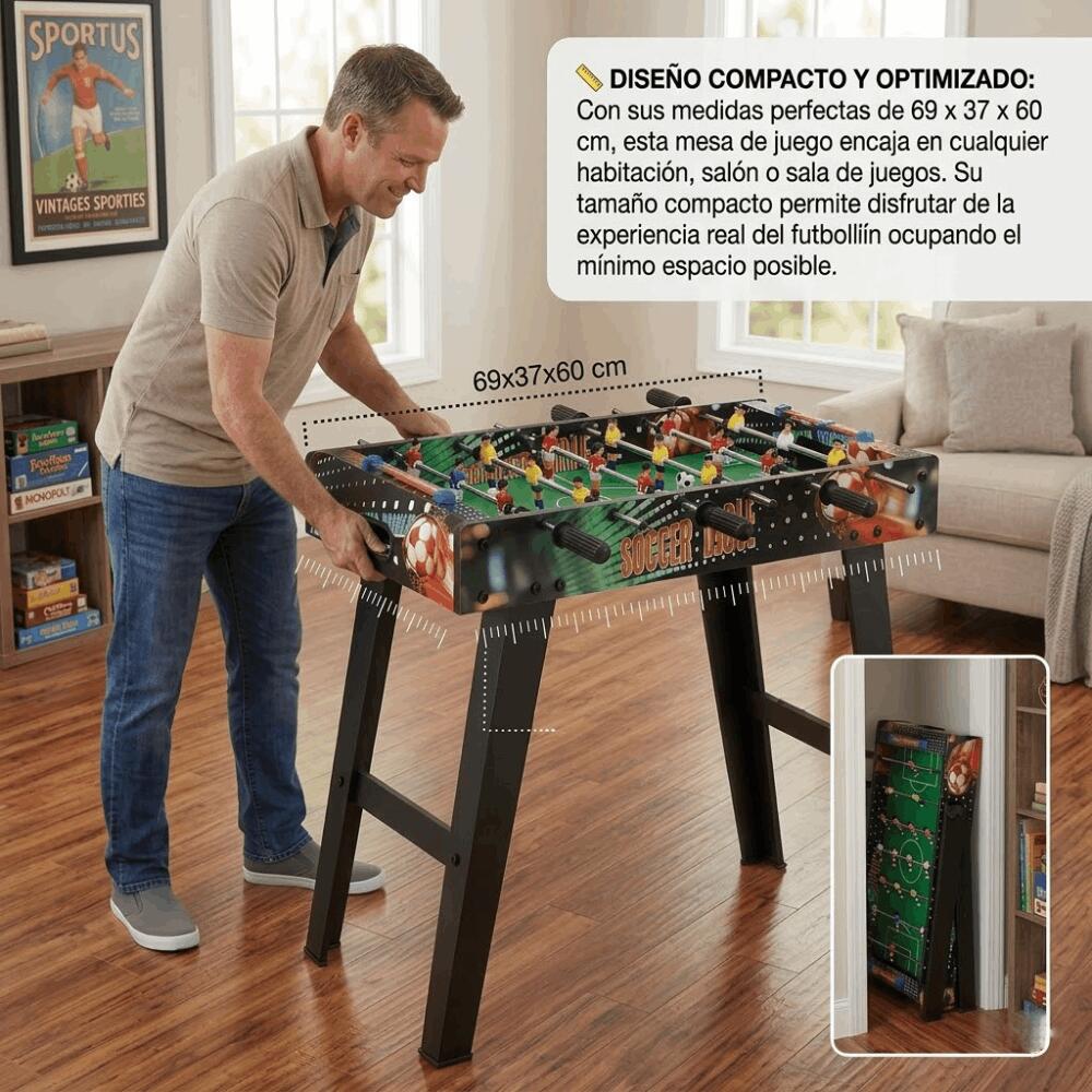 Table de baby-foot DEVESSPORT | Table compacte 69 x 37 x 60 cm avec accessoires 3/5