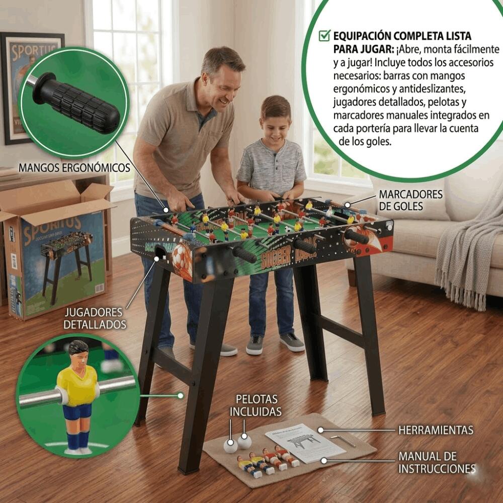 Table de baby-foot DEVESSPORT | Table compacte 69 x 37 x 60 cm avec accessoires 4/5