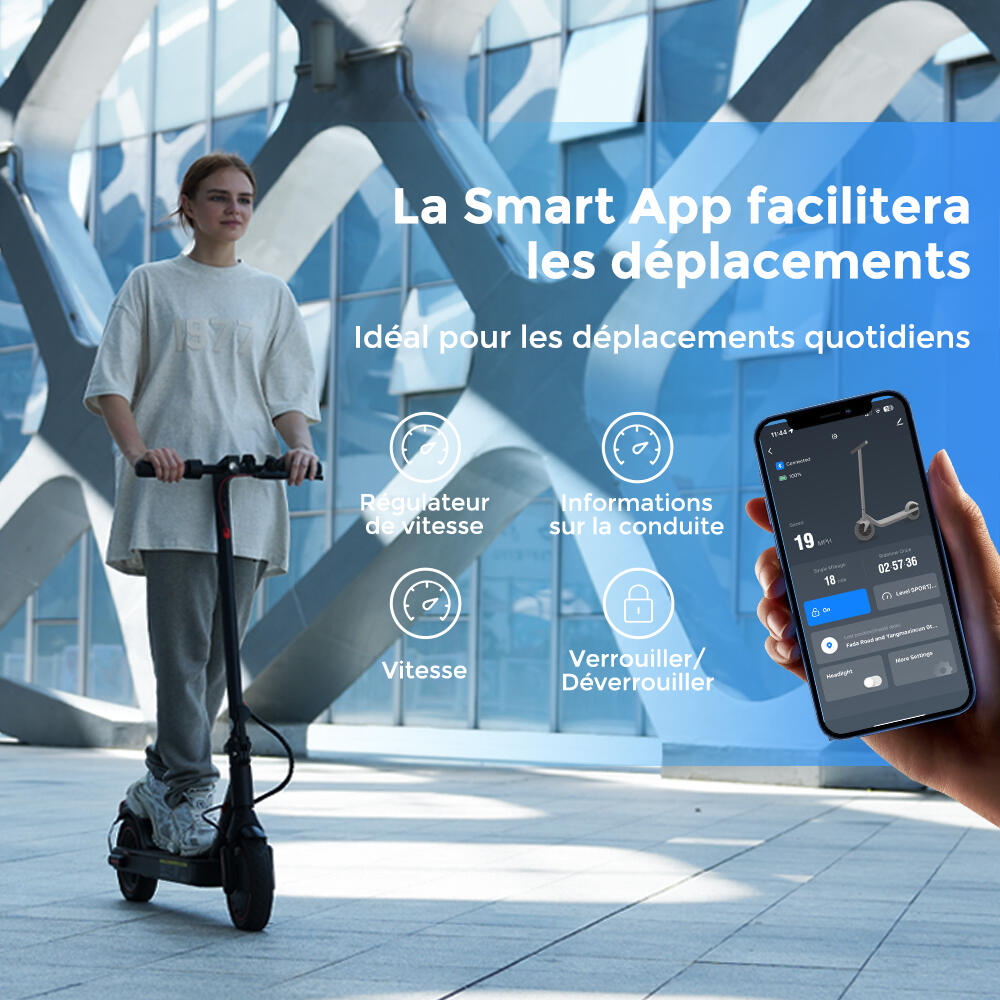 Trottinette Électrique i9 Adulte 350W,30km Autonomie, Pneus 8,5",APP 3/7