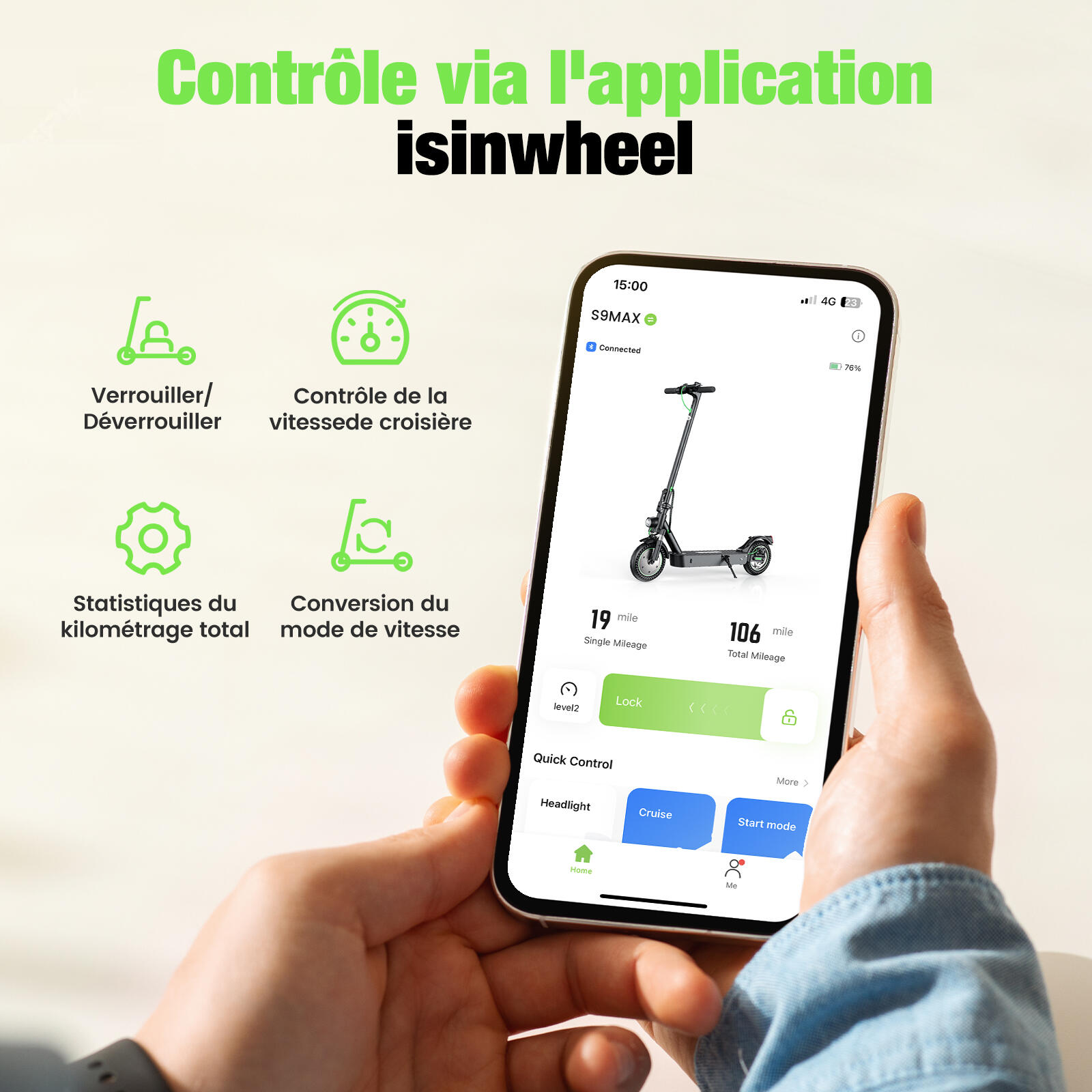 iSinwheel Trottinette Électrique 500W,40 km,Double Suspension,Pneus 10",APP 7/7