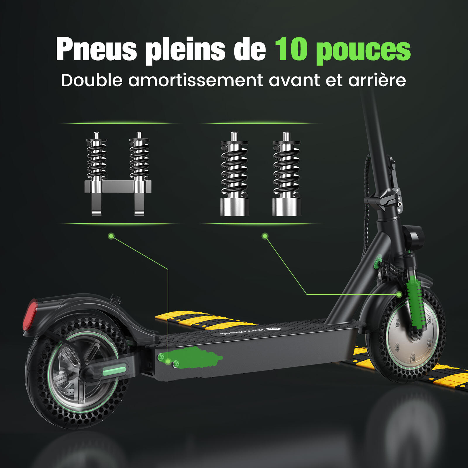 iSinwheel Trottinette Électrique 500W,40 km,Double Suspension,Pneus 10",APP 4/7