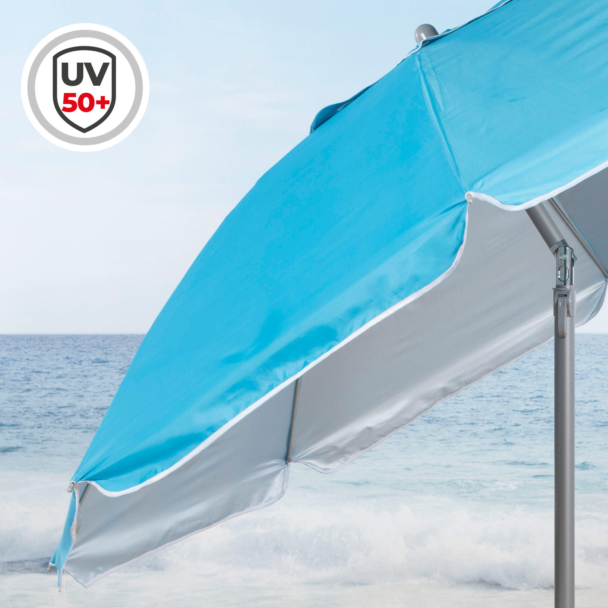 Aktive Parapluie de plage coupe-vent 8 mâts 220 cm bleu 3/7