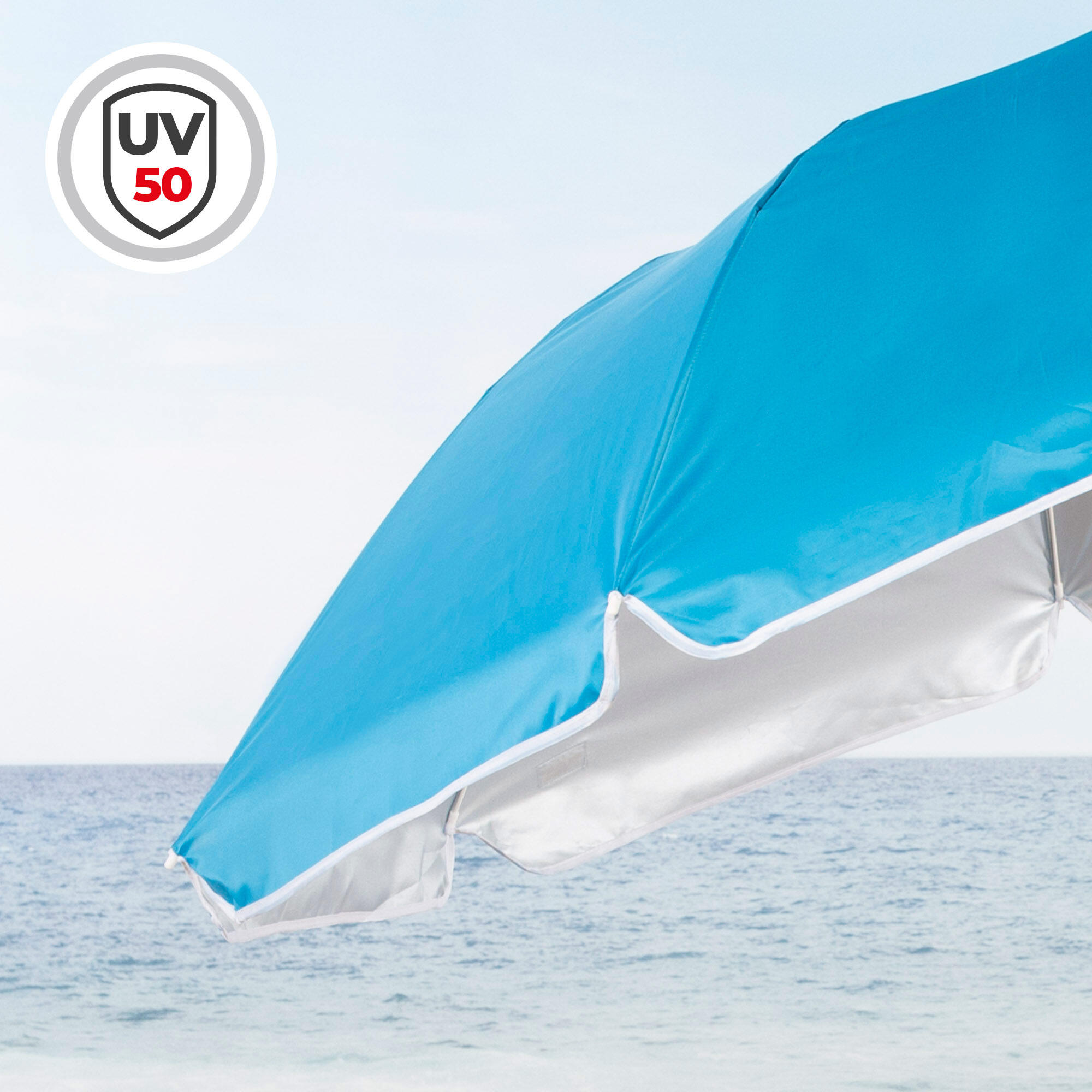 Parasol de plage compact pliable 8 mâts 180 cm bleu Aktive 5/7