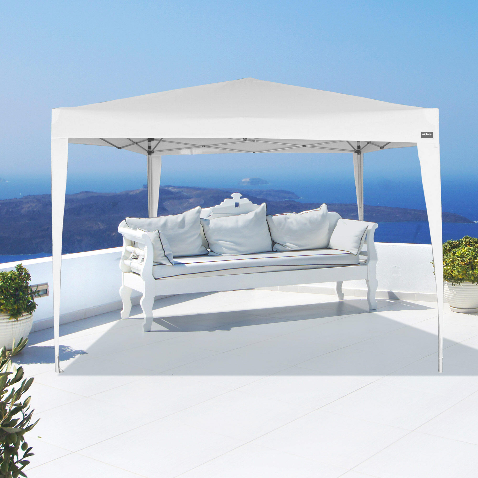 Tonelle pliant blanc polyester UV50 300x300x240/250 cm Aktive 7/7