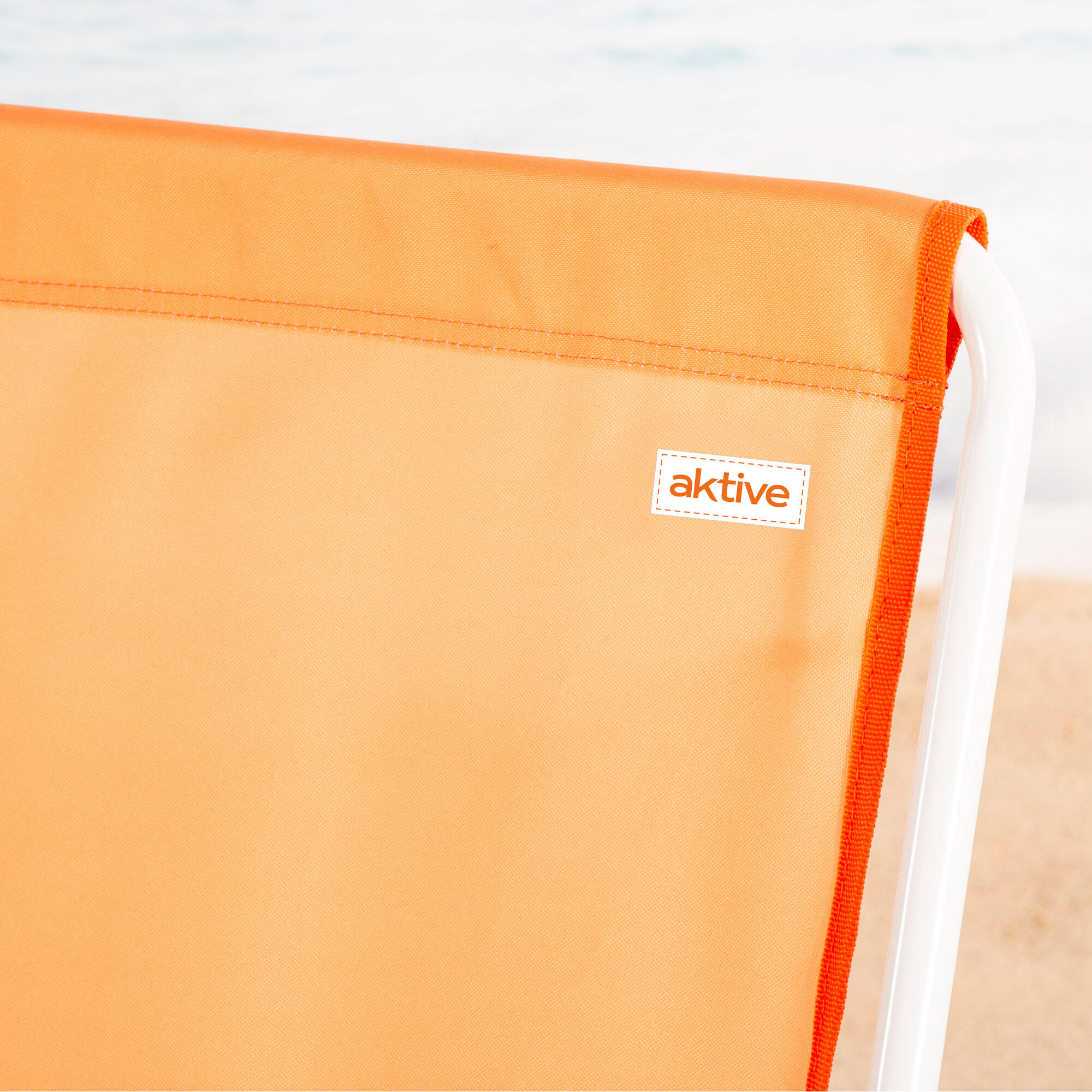 Silla de playa plegable naranja, 44x40x81 cm, diseño tipo mochila 7/7