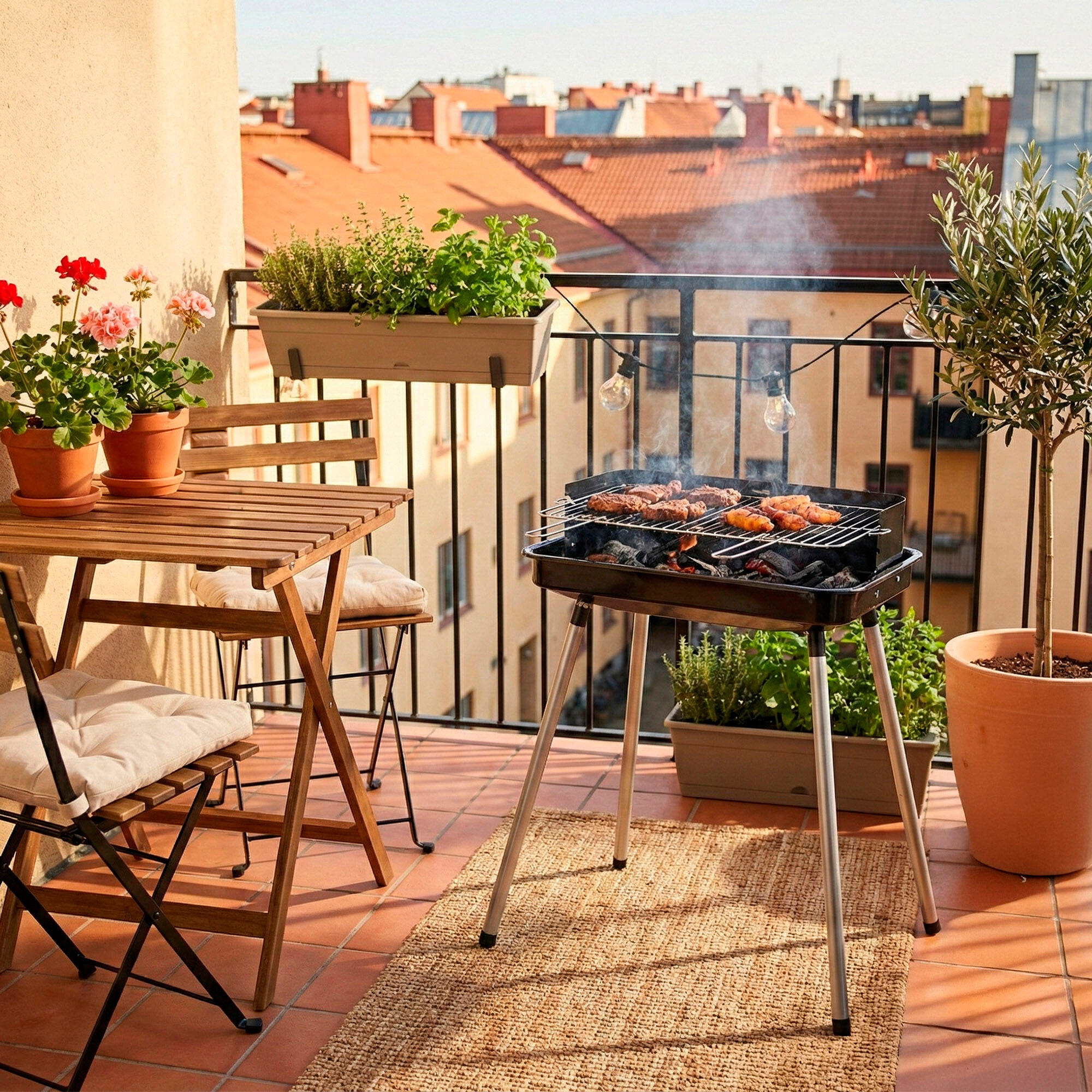 Aktive Barbecue portable au charbon de bois avec 2 niveaux de cuisson 2/7