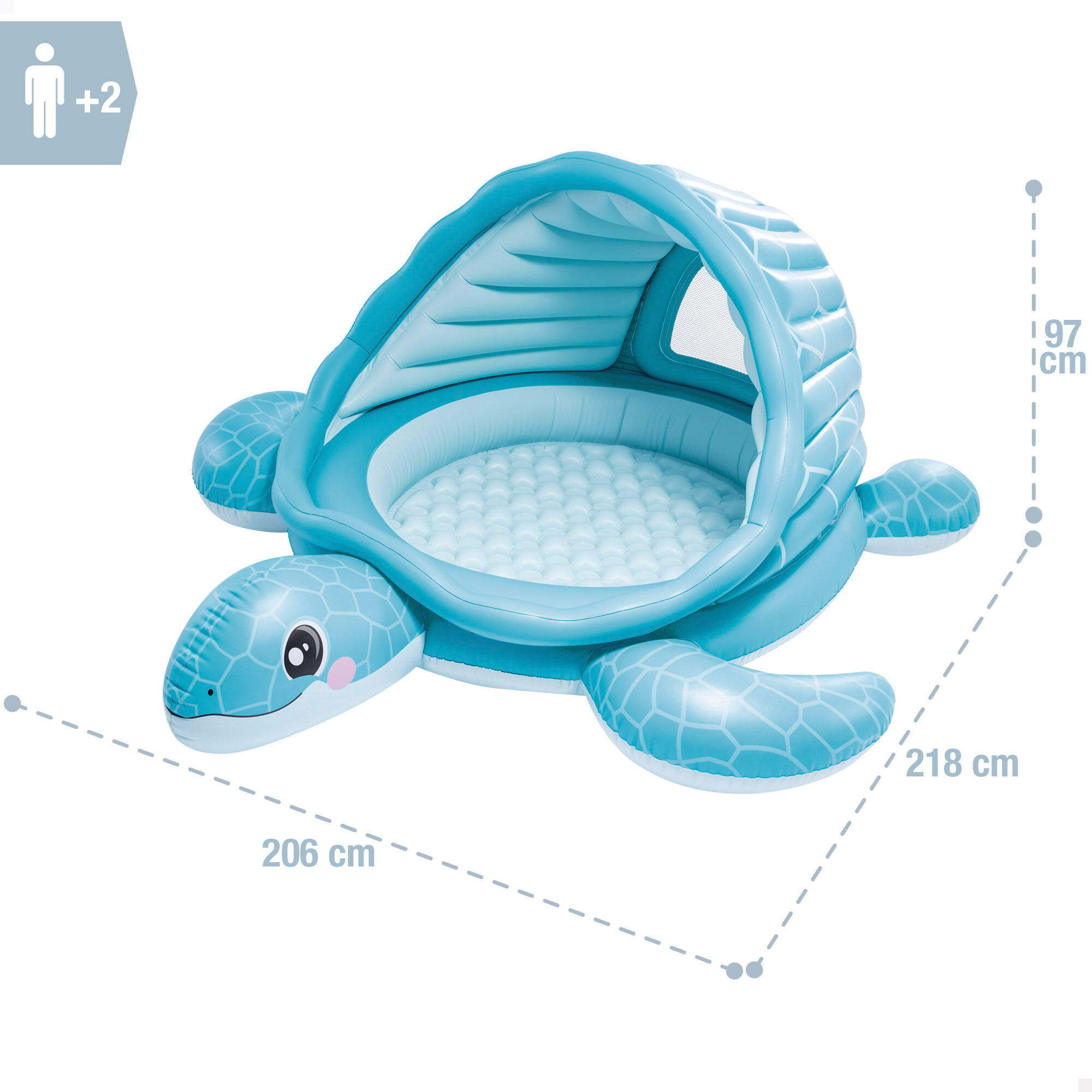 Centro de juego hinchable tortuga de 218x206x97 cm con 100 pelotas multicolores 4/7