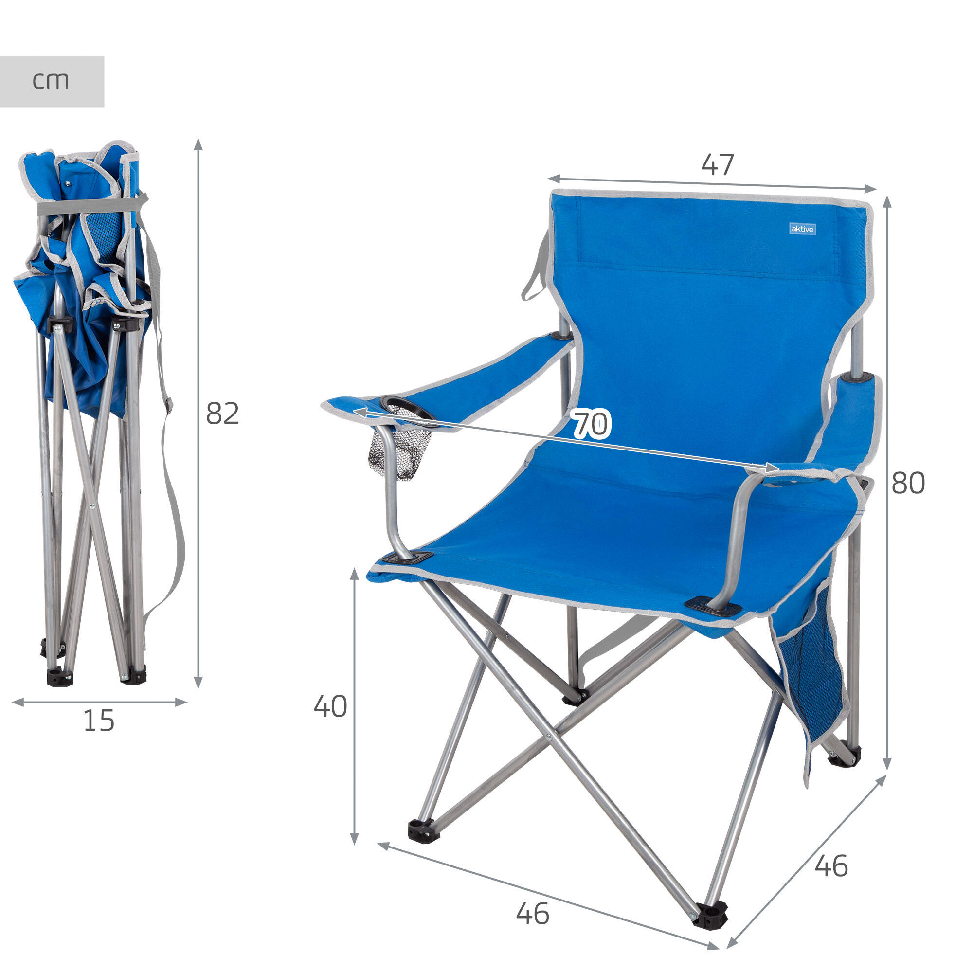 Aktive Cadeira dobrável azul anti-tombamento 4/7