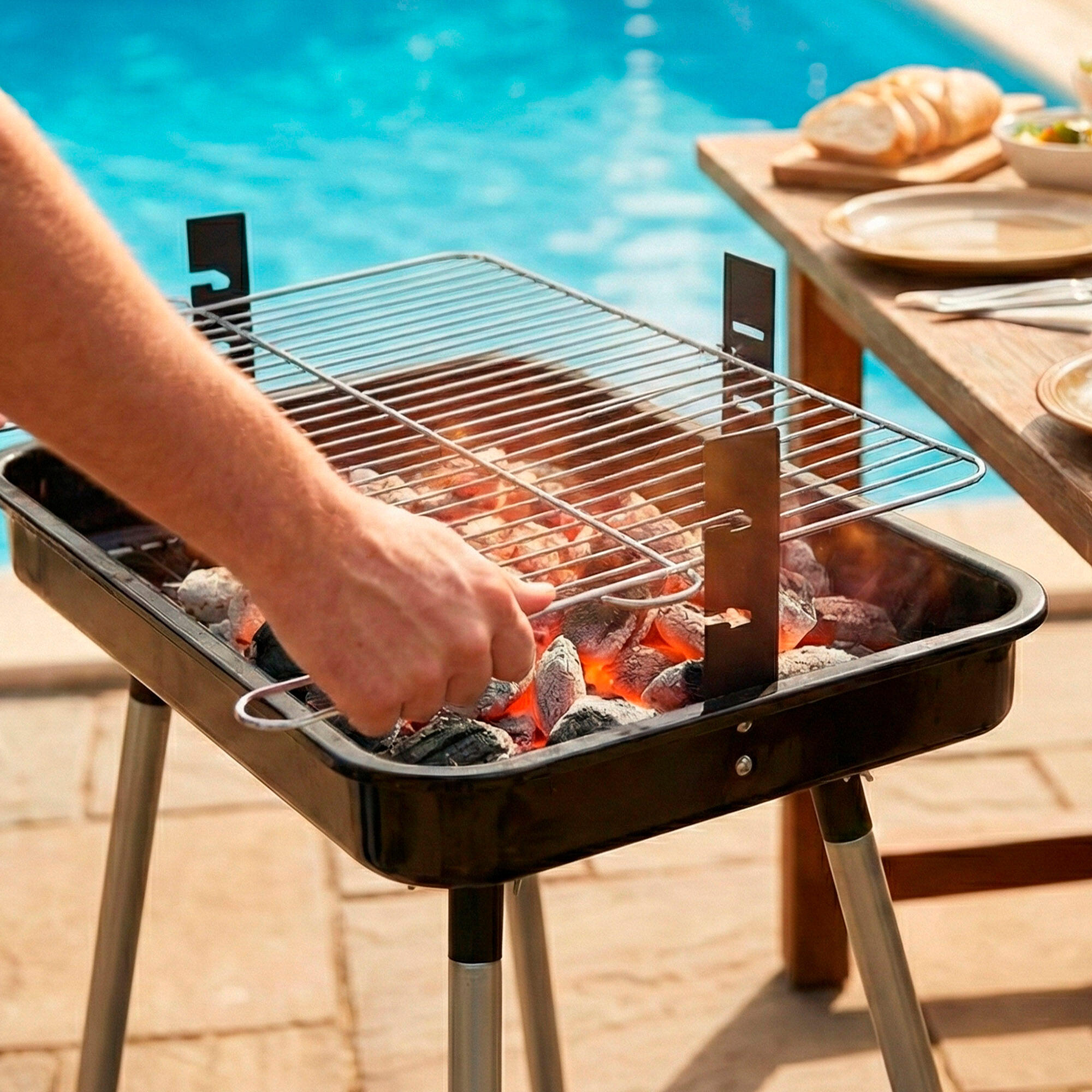 Aktive Barbecue portable au charbon de bois avec 2 niveaux de cuisson 5/7
