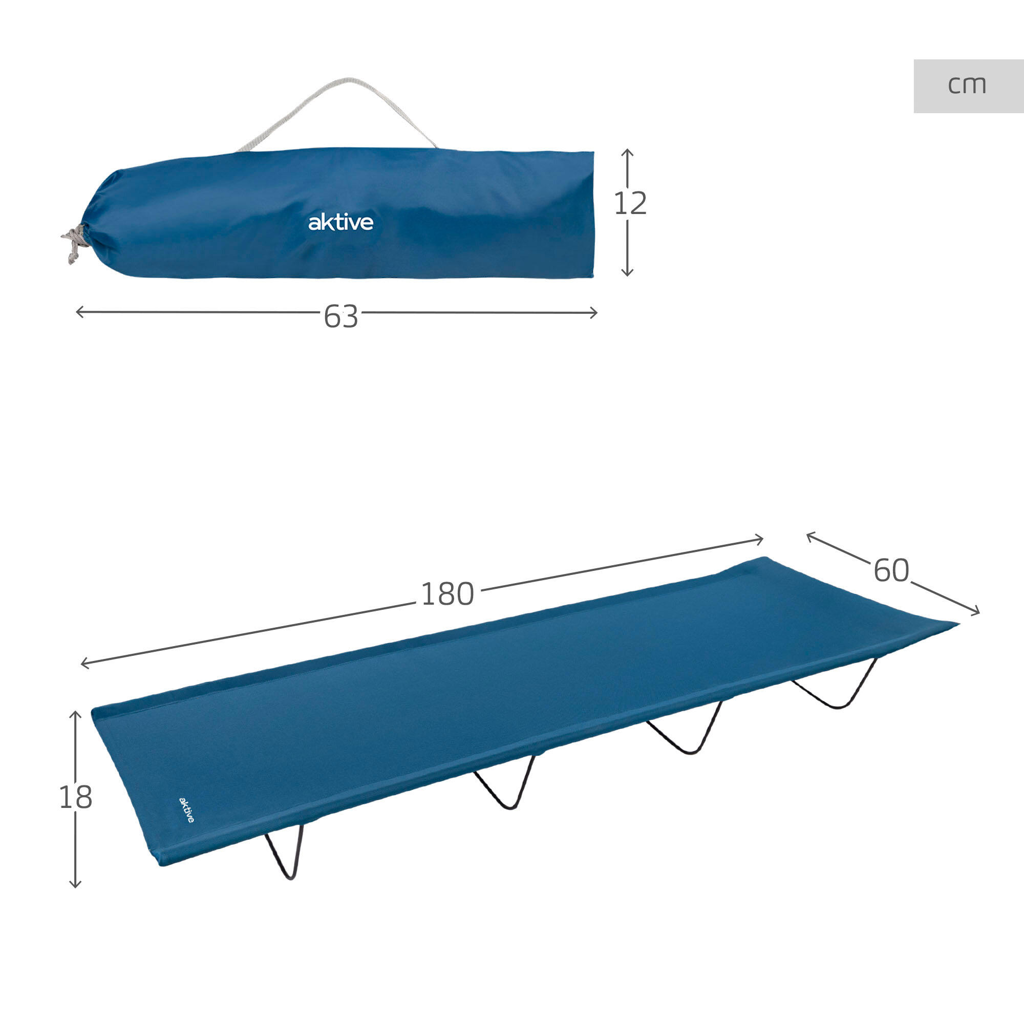 Cama de acampamento dobrável azul Aktive 4/7