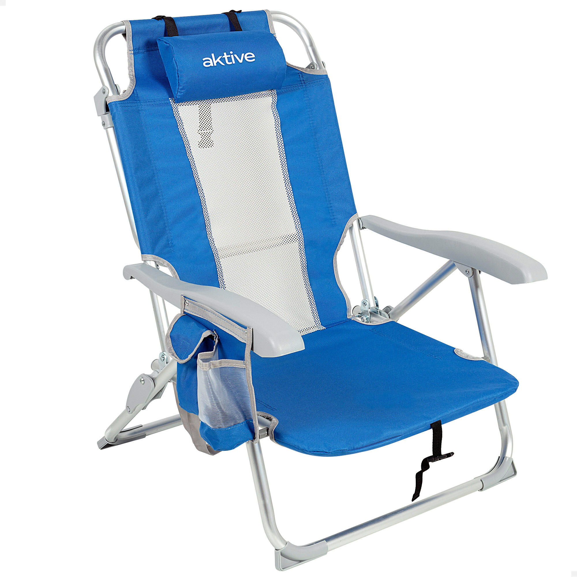 AKTIVE - Chaise Pliante Dossier Réglable 5 Positions. Chaise de Plage, Bleu 1/7