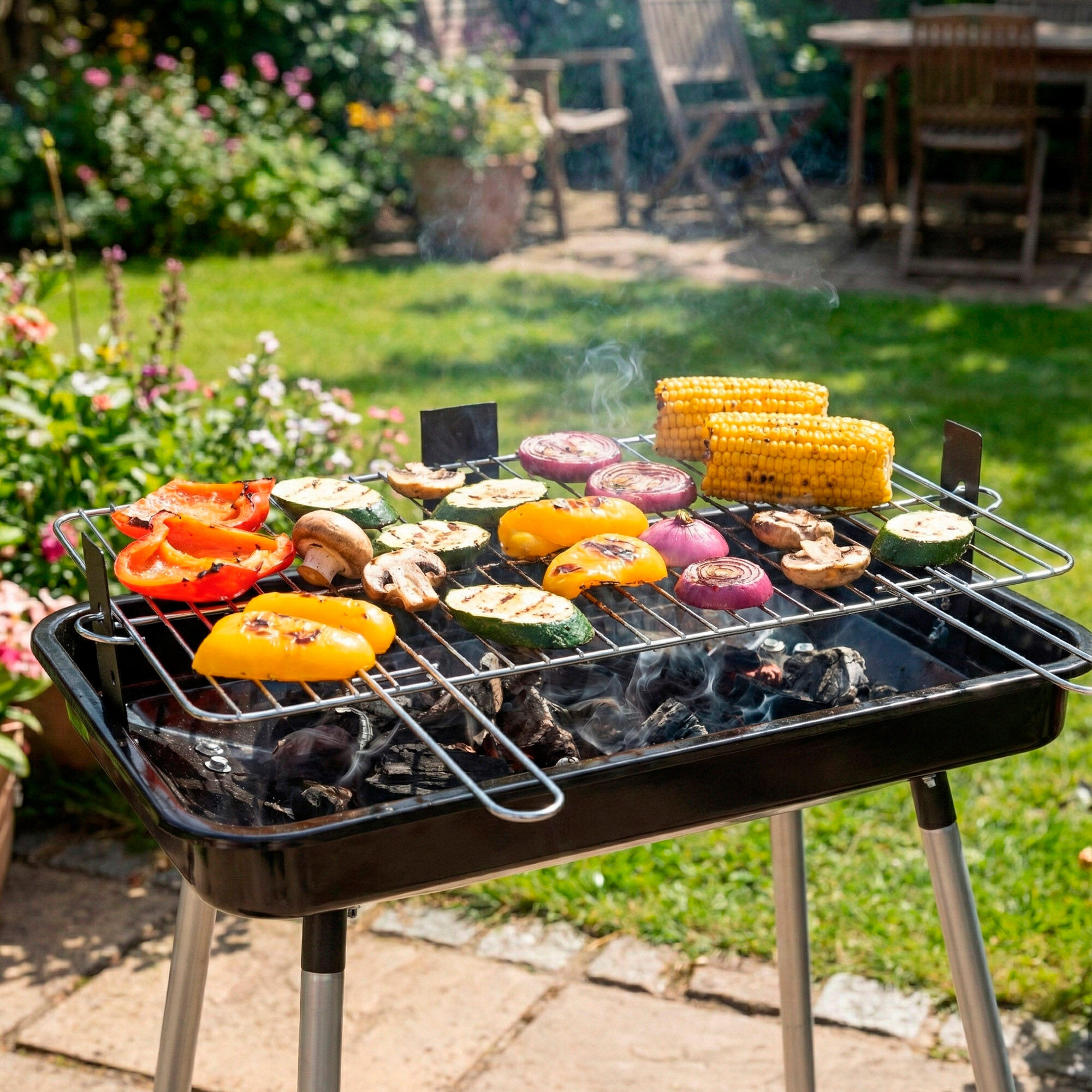 Aktive Barbecue portable au charbon de bois avec 2 niveaux de cuisson 6/7