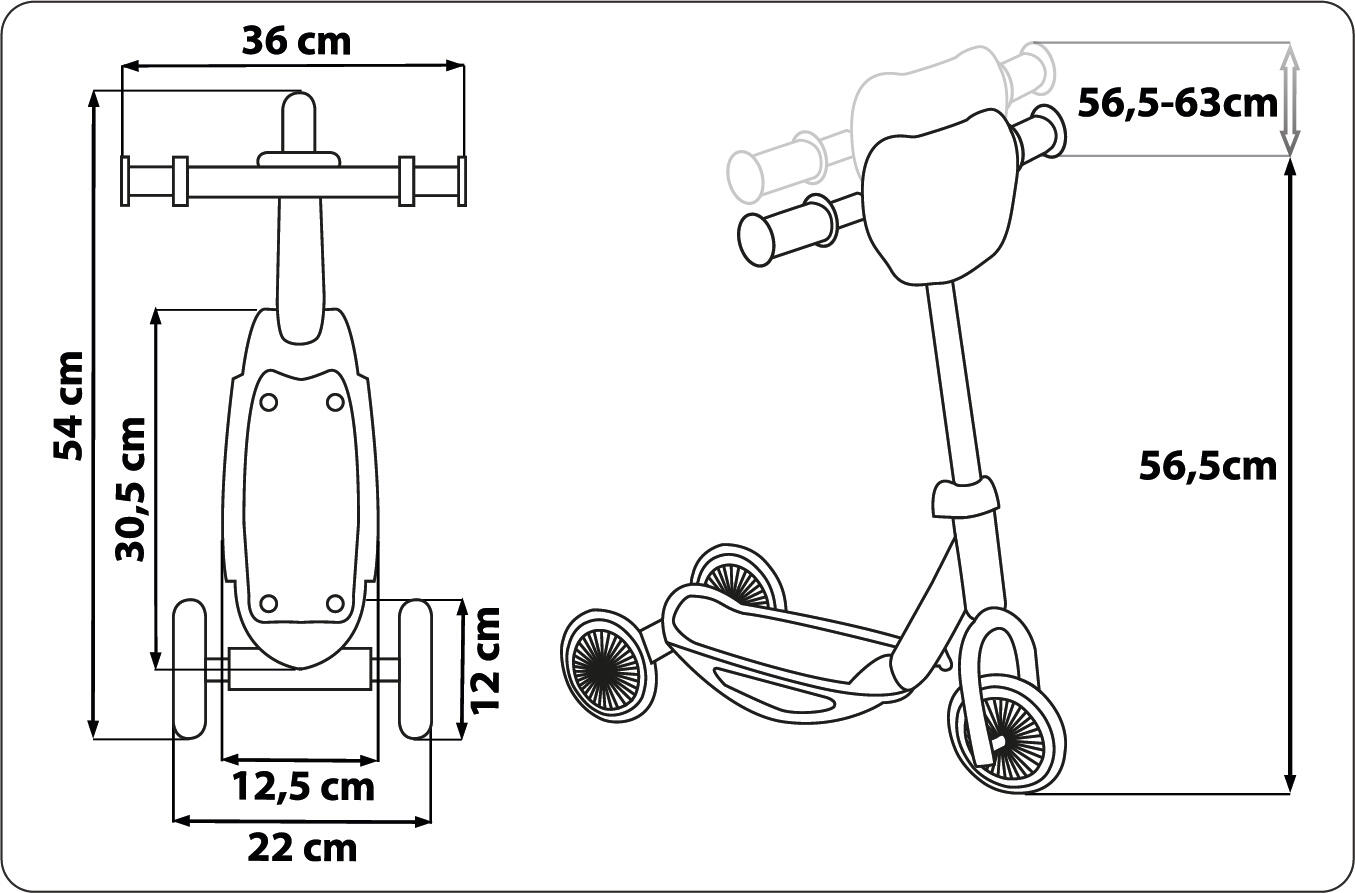 Dětská koloběžka Stitch, 3 kolečka, bez brzdy 3/3