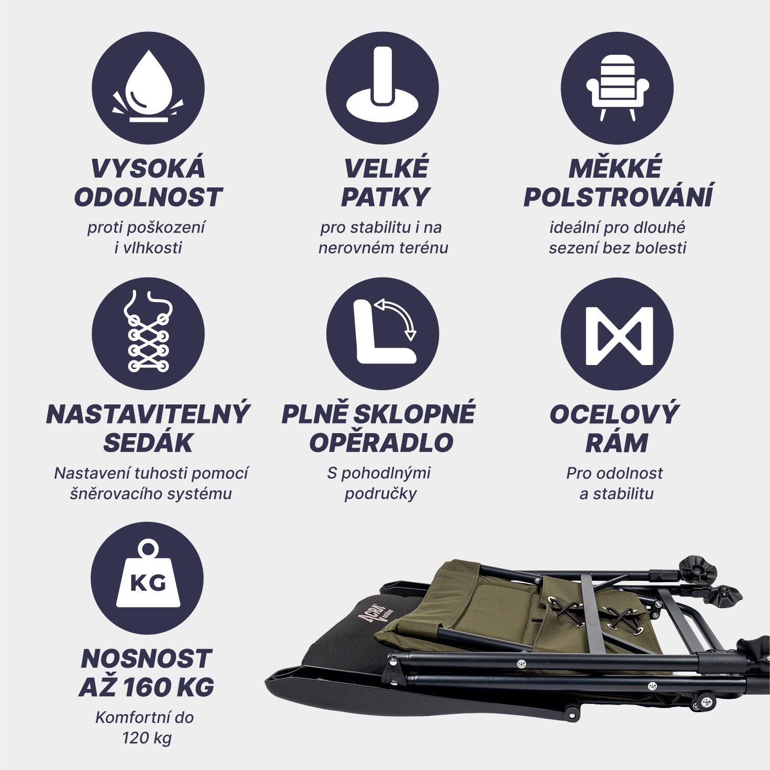Křeslo Outdoor Comfort s nastavitelnou tuhostí sedáku 3/7