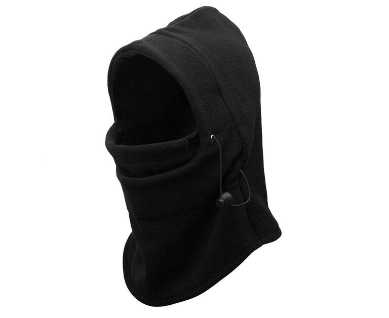 Black thermal fleece balaclava with adjustable face coverage