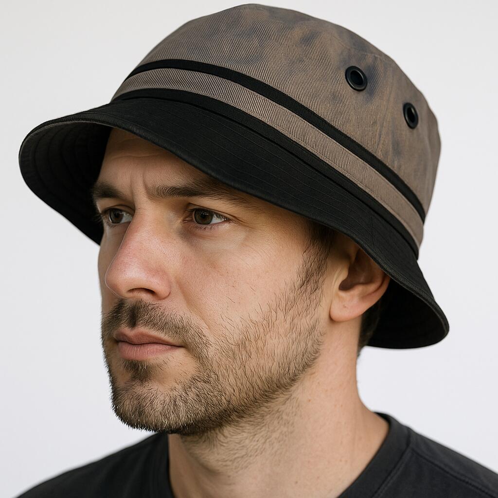 DENTS 100% Cotton Bucket Hat Fishing Summer Sun Hiking Cap - Khaki - 59cm