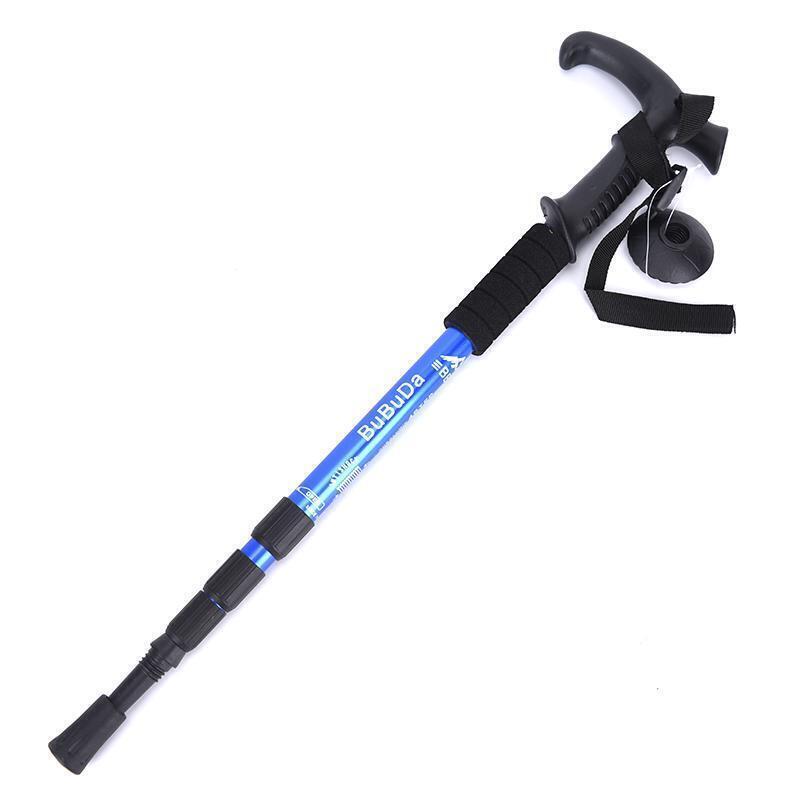 Folding Walking Stick Telescopic Adjustable Antishock Hiking Grip Pole Trekking