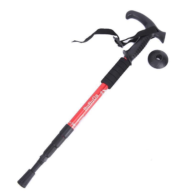 Folding Walking Stick Telescopic Adjustable Antishock Hiking Grip Pole Trekking
