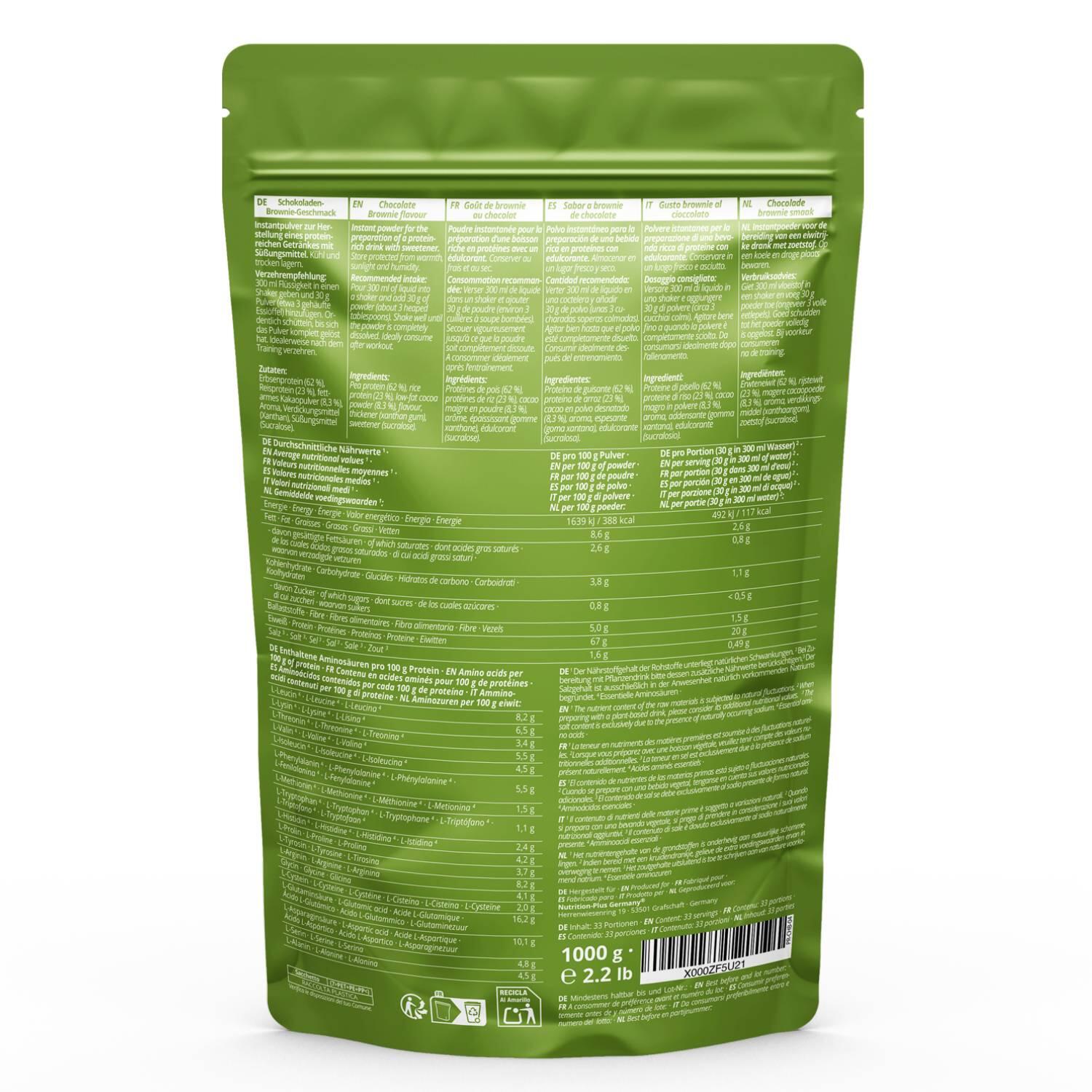 Proteinpulver Erbse-Reis - Pea Rice 1000g - Chocolate Brownie 2/5