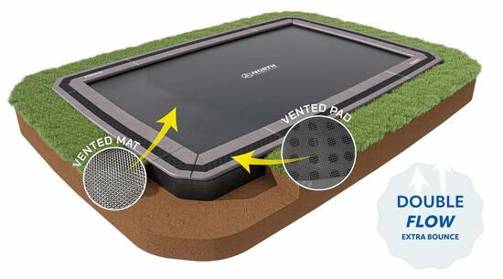 Flat to the ground Trampoline Rechthoekig North 520x370 cm grijs