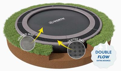 Flat to the ground trampoline north 305 cm grijs